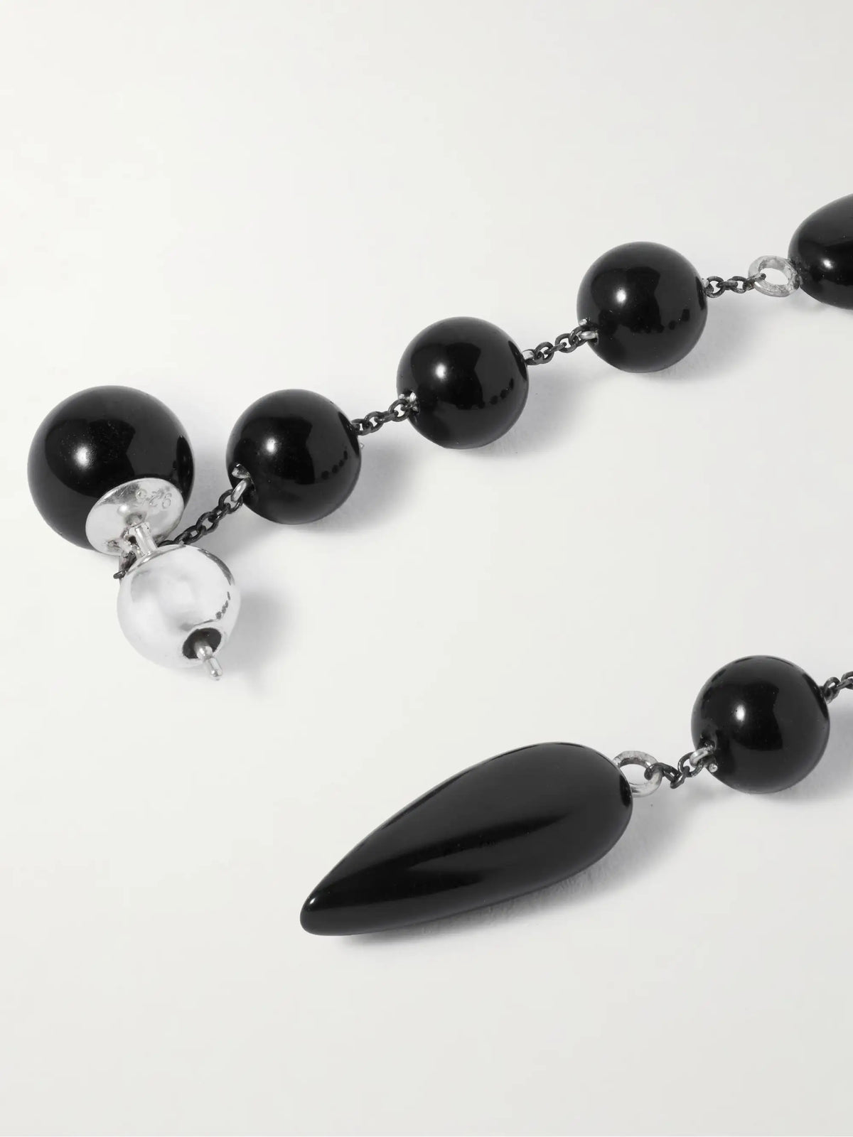 Small Phoenician Silver And Onyx Earrings