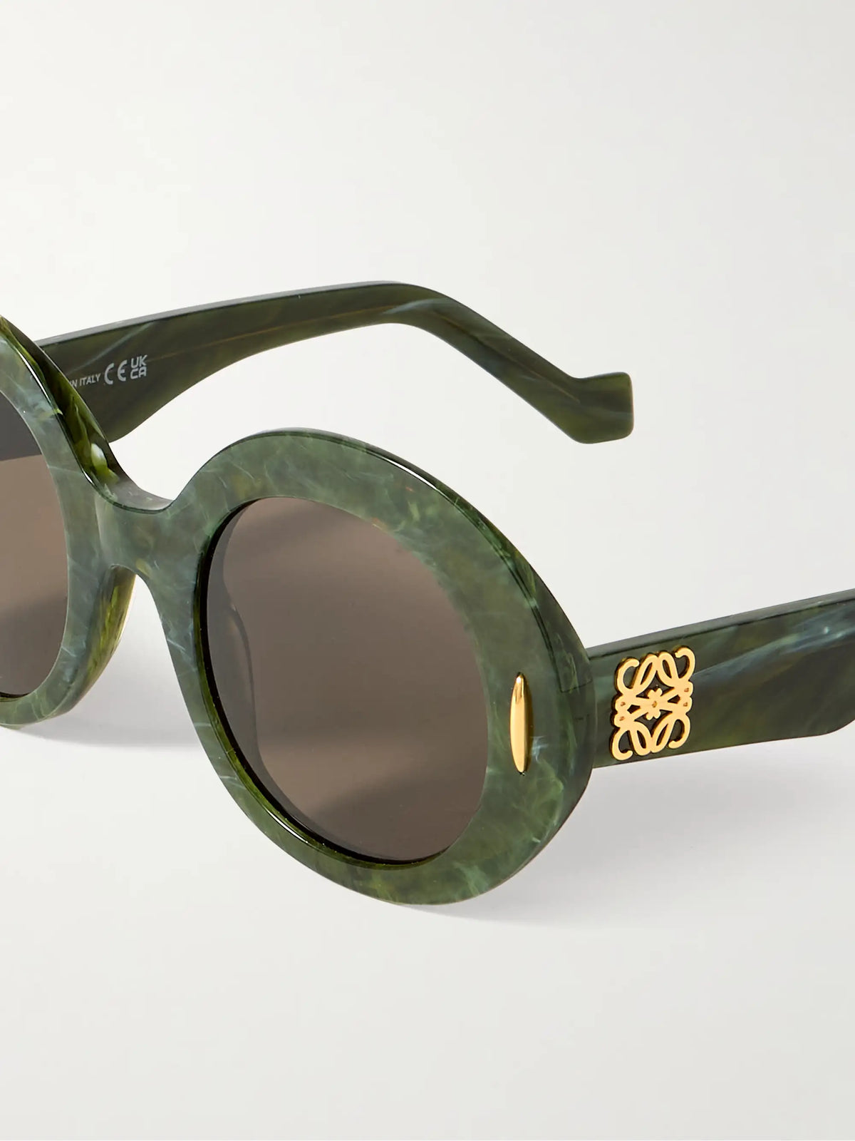 Round-frame Marbled Acetate Sunglasses