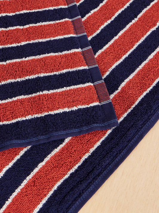 Autumn Sonata Helena Striped Organic Cotton-terry Beach Towel