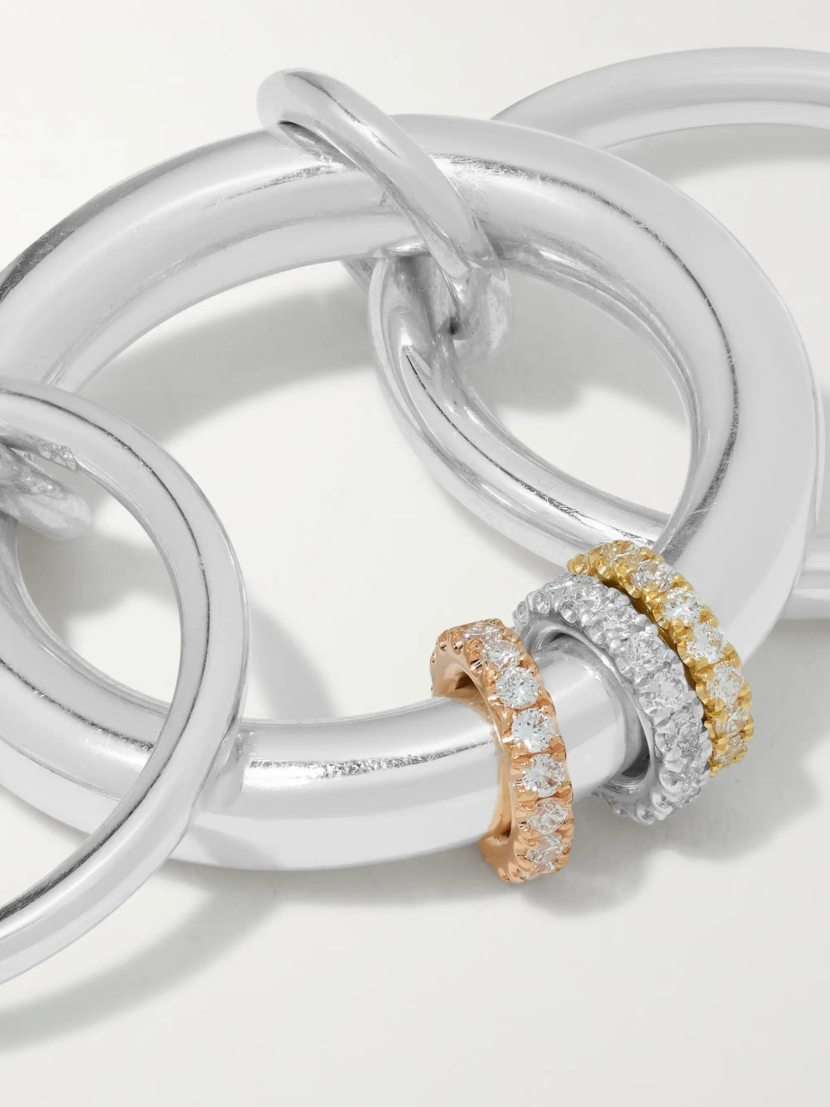 Gemini Set Of Three 18-karat White, Yellow And Rose Gold Diamond Rings