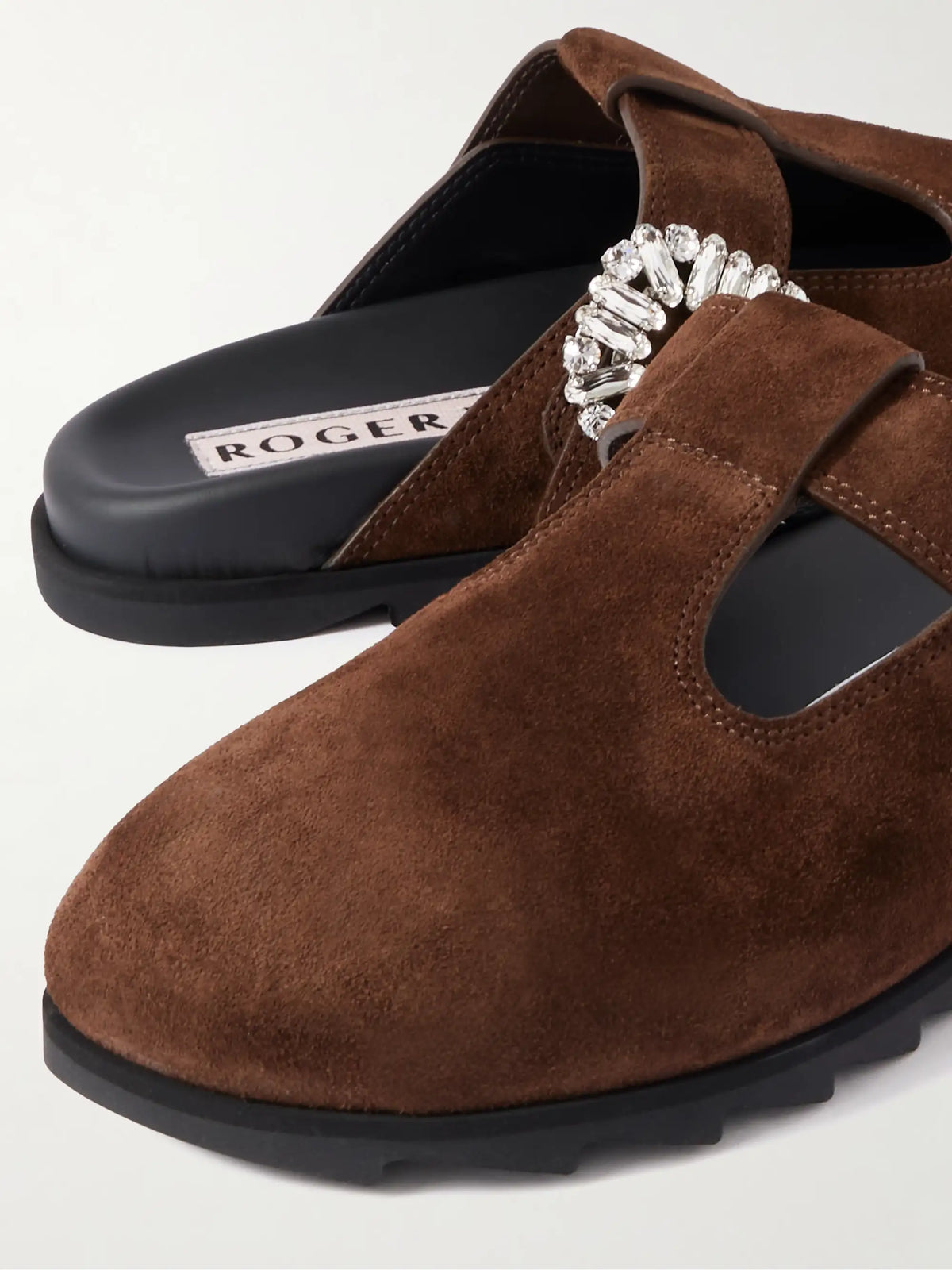Slidy Viv Crystal-embellished Suede Slip-ons