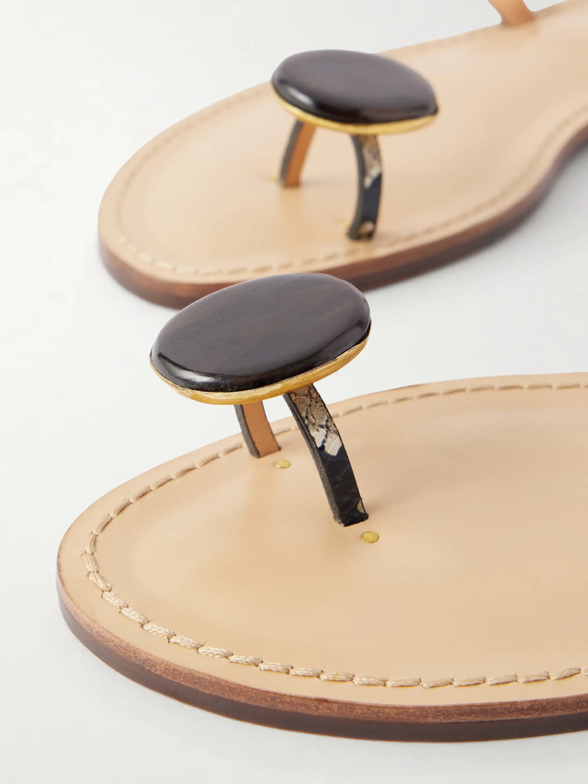 The Kigali Embellished Snake-effect Leather Flats