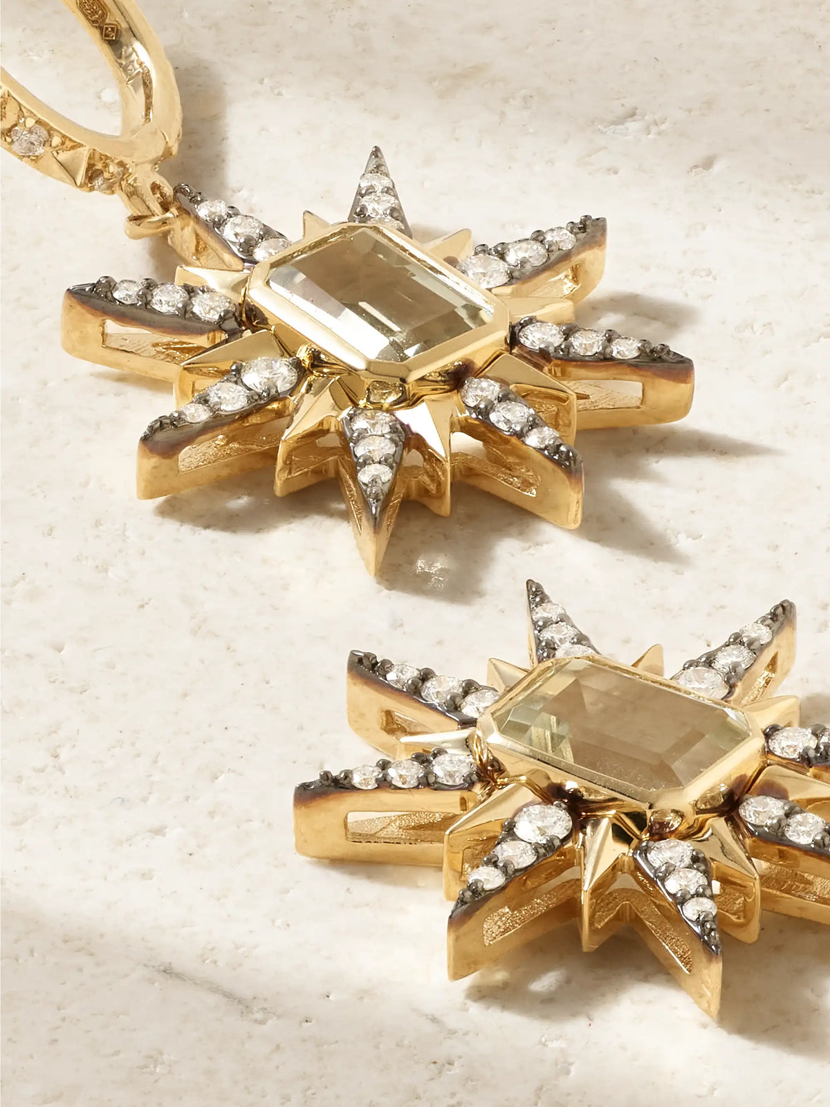 Starburst 14-karat Gold, Amethyst And Diamond Earrings