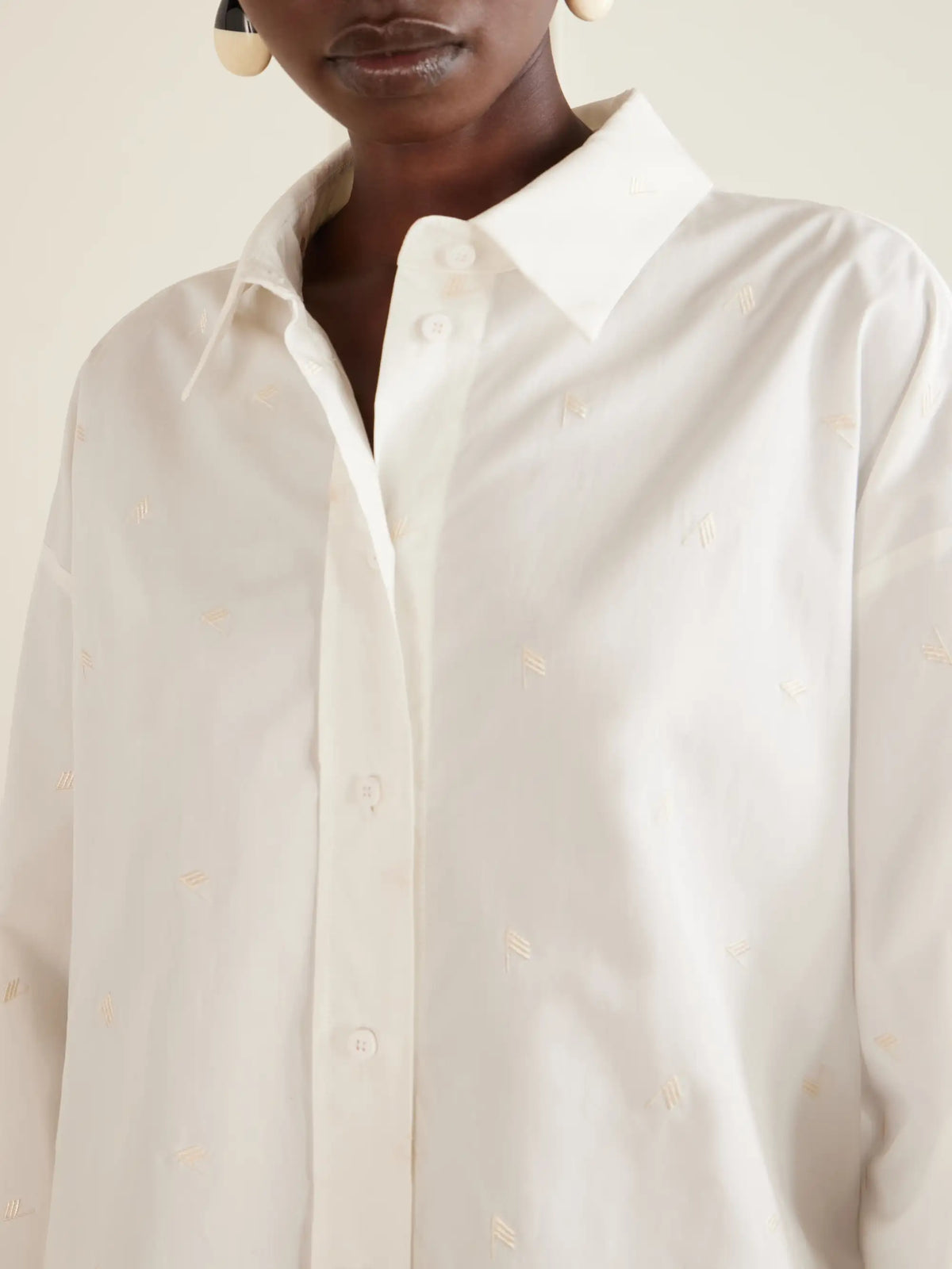 Asymmetric Embroidered Cotton-blend Shirt