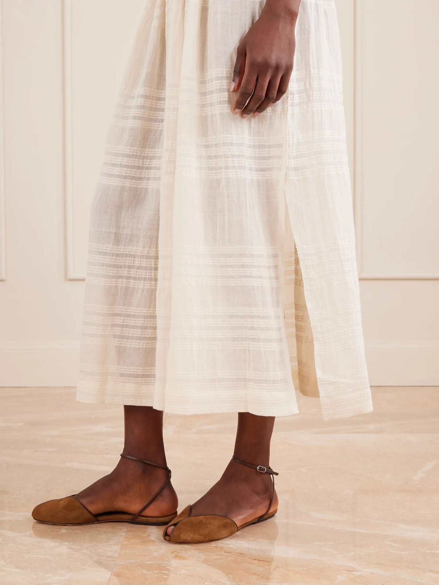 Freye Striped Cotton Midi Skirt