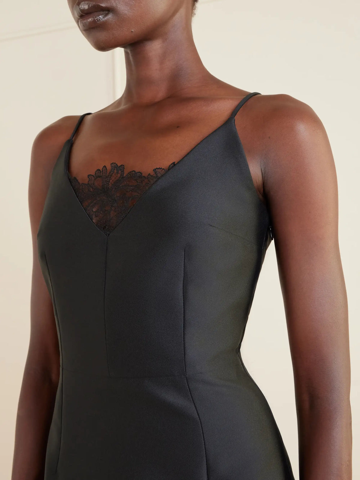 + Manolo Blahnik Libera Lace-trimmed Cady Midi Dress