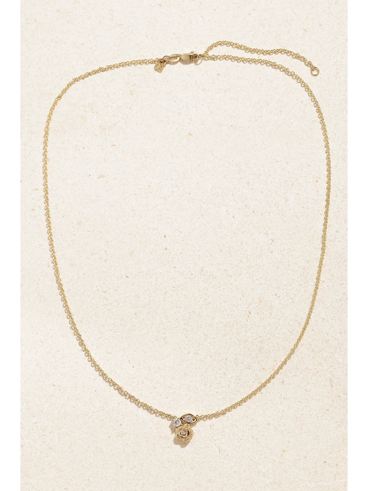 Large Marquis Eye And Rose 14-karat Gold Diamond Necklace
