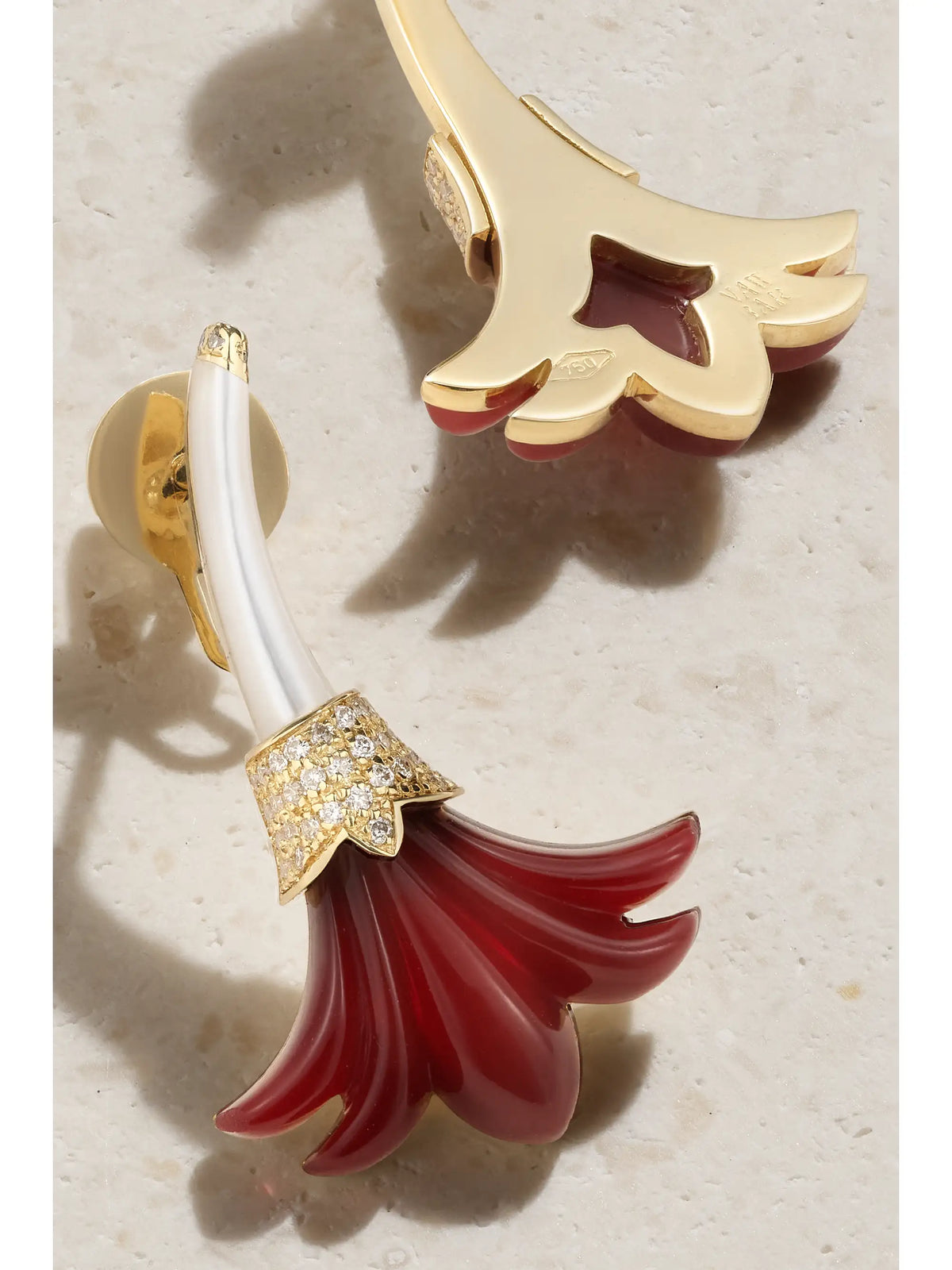 Big Flower 18-karat Gold Multi-stone Earrings