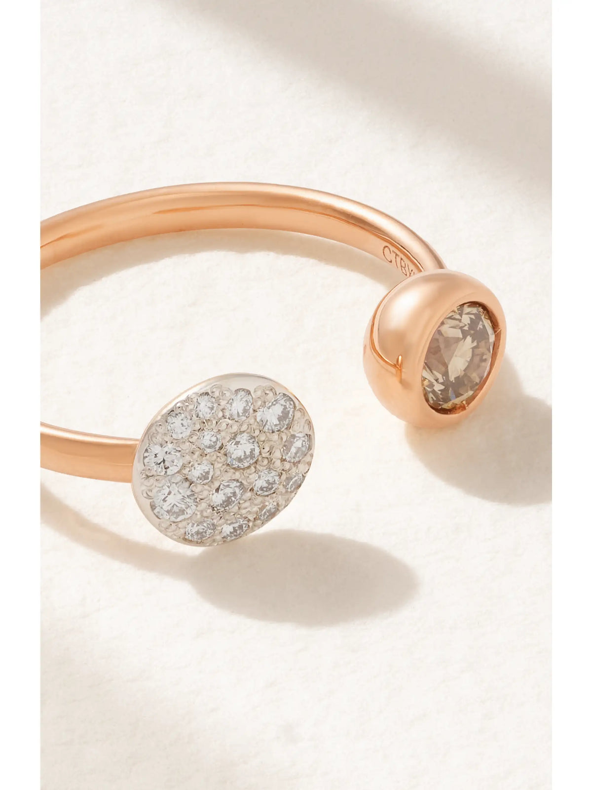 Sabbia Rhodium-plated 18-karat Rose Gold Diamond Ring