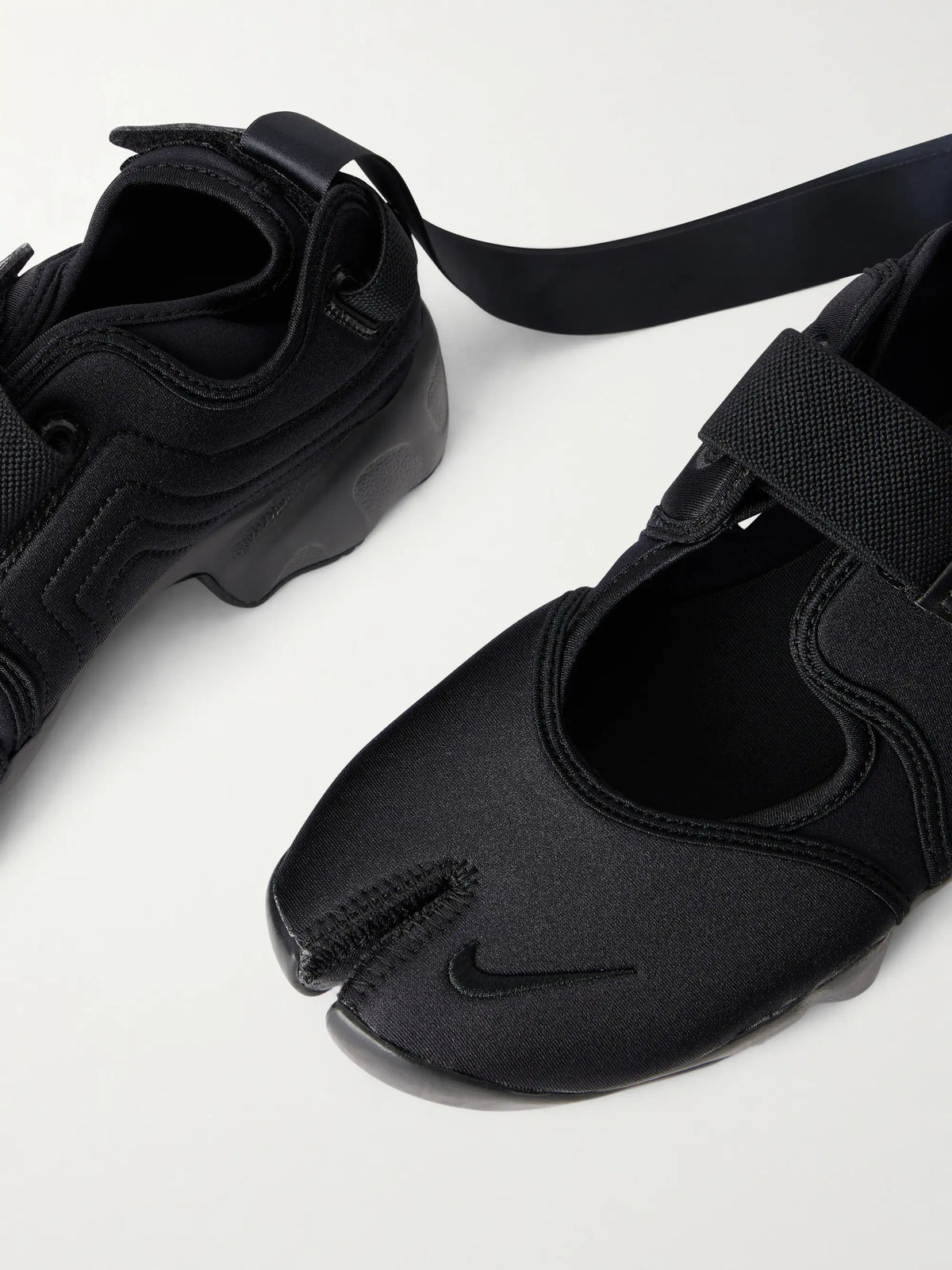 Air Rift Satin-trimmed Mesh Split-toe Sneakers