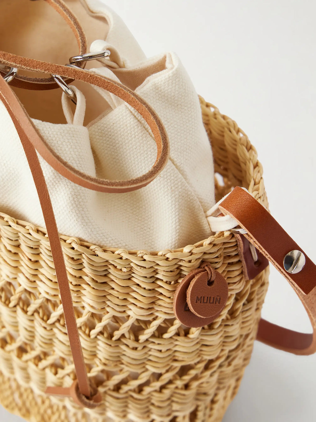 Minette Leather-trimmed Raffia Shoulder Bag