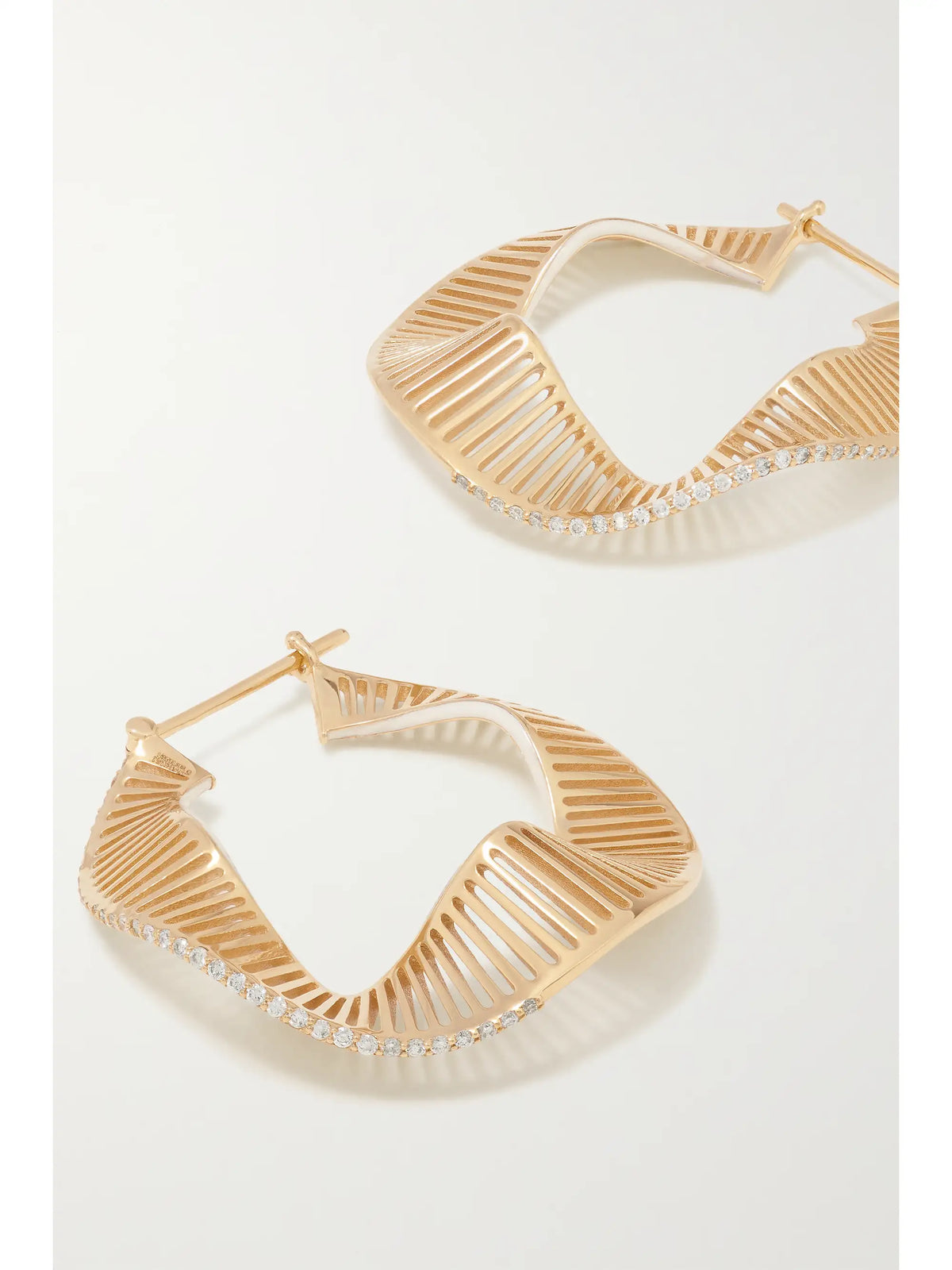 Twisted Waves 18-karat Gold, Enamel And Diamond Hoop Earrings
