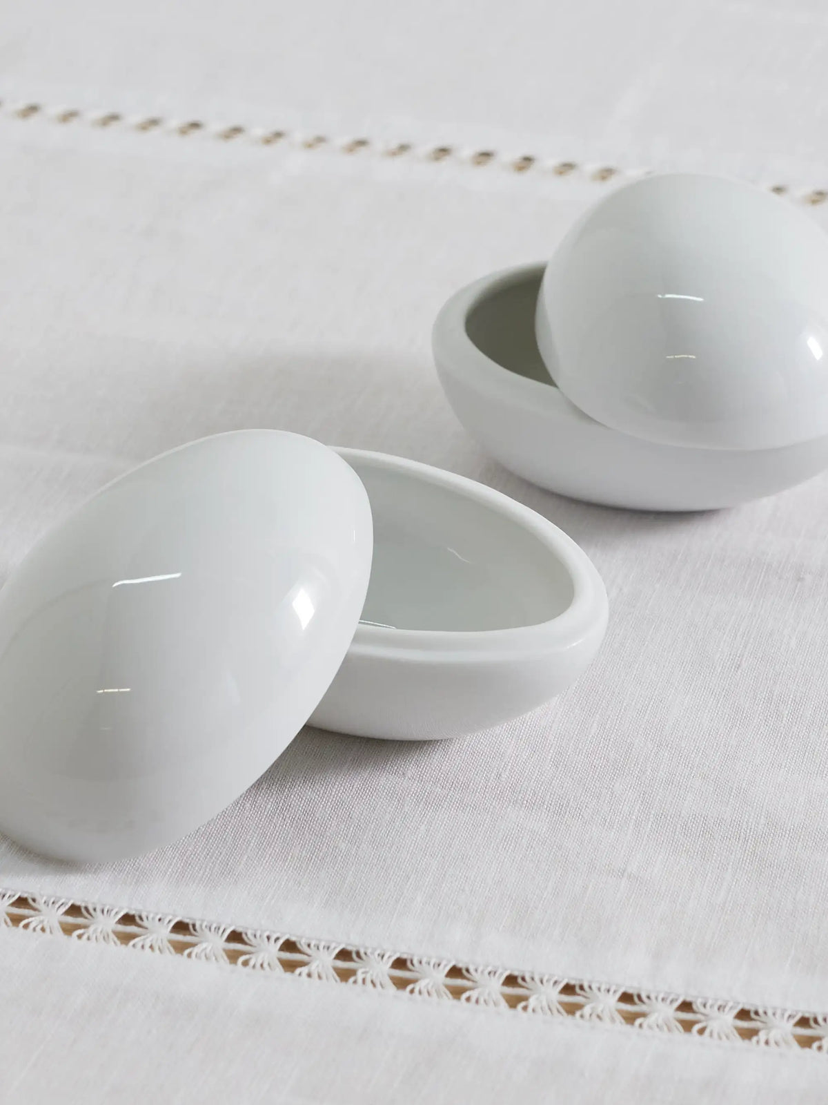 Egg Set Of Two Porcelain Trinket Dishes