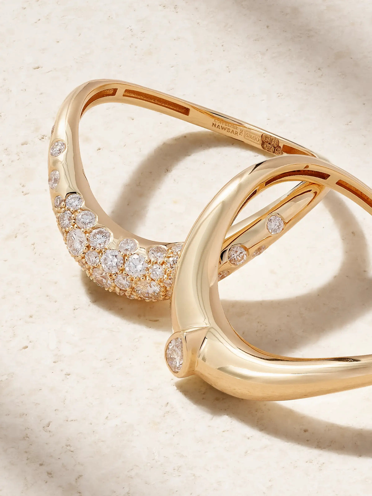 Boa Stackable Set Of Two 18-karat Gold Diamond Rings