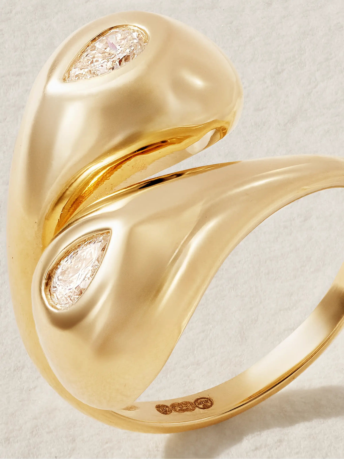 Twin Water Droplet 14-karat Gold Diamond Ring