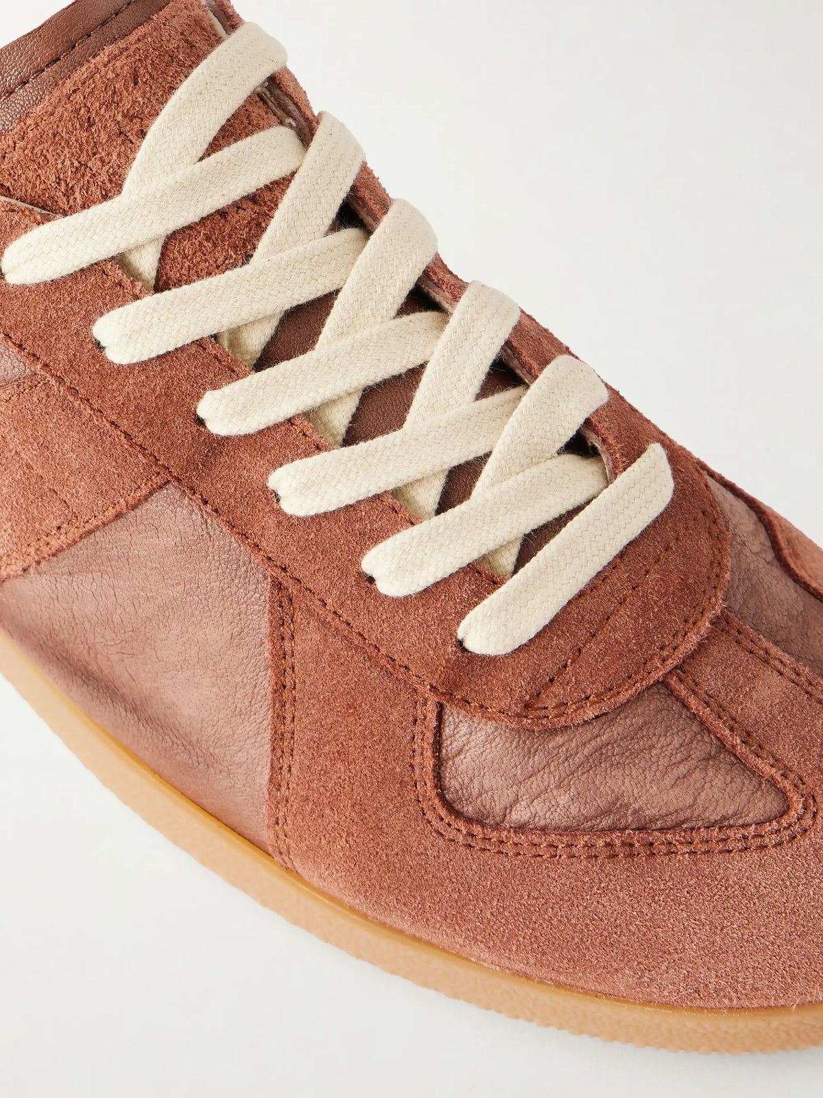 Replica Suede-trimmed Textured-leather Sneakers
