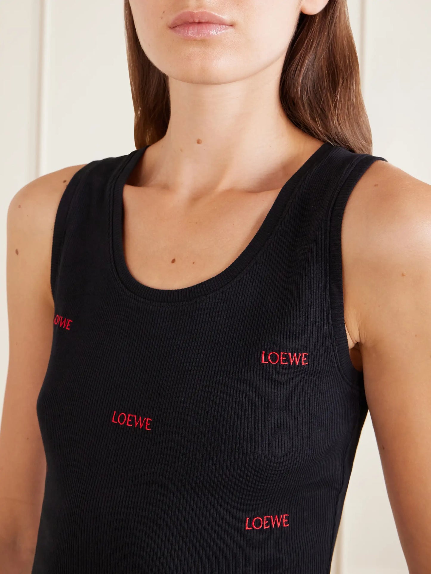 Logo-embroidered Ribbed Stretch-cotton Jersey Tank