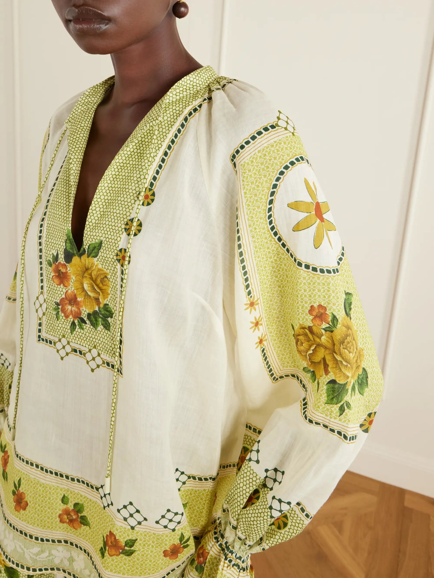Dixie Floral-print Ramie Top