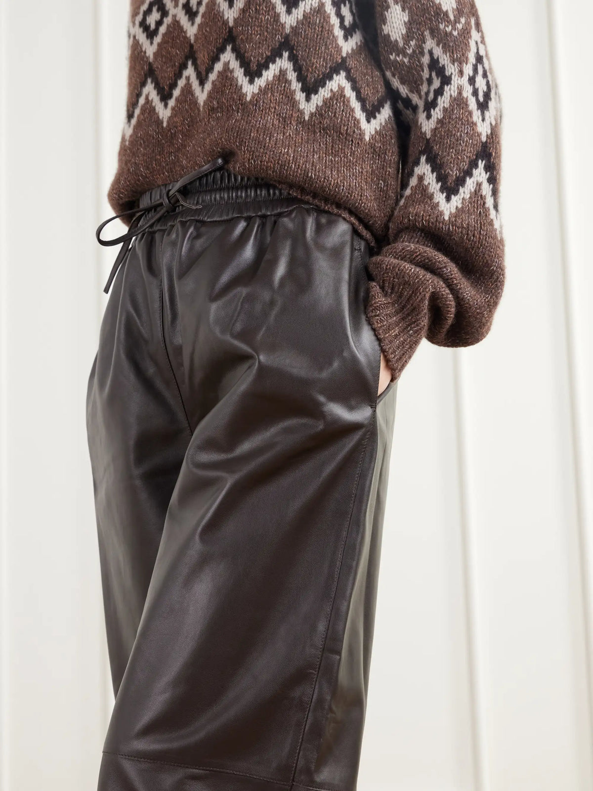 Joseph Nat Paneled Leather Straight-leg Pants