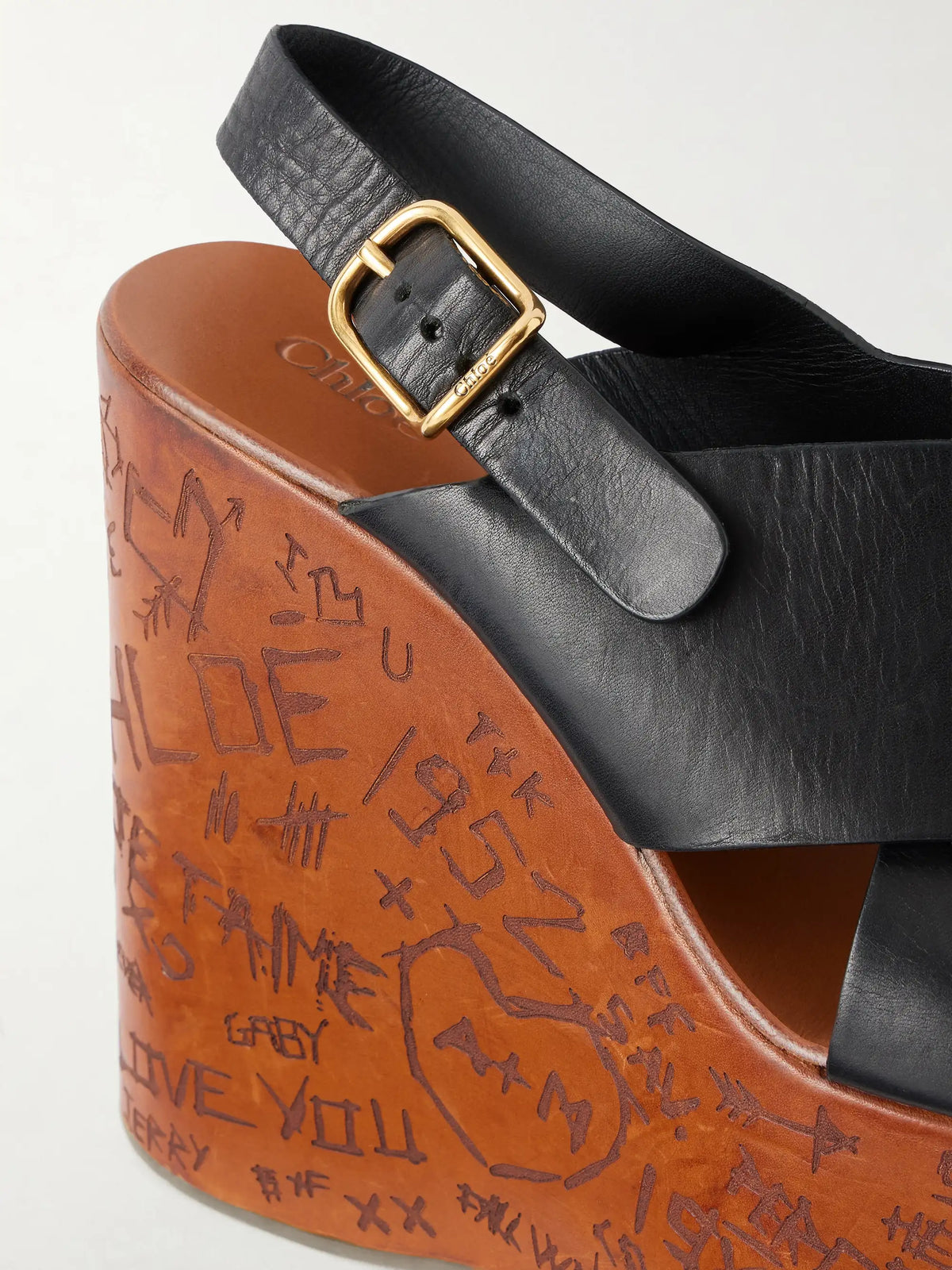 Maxime Leather Slingback Platform Wedge Sandals
