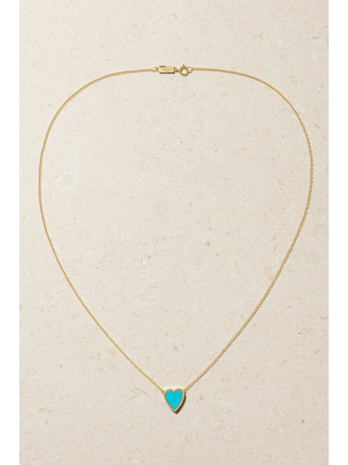 Mini Heart 18-karat Gold Turquoise Necklace