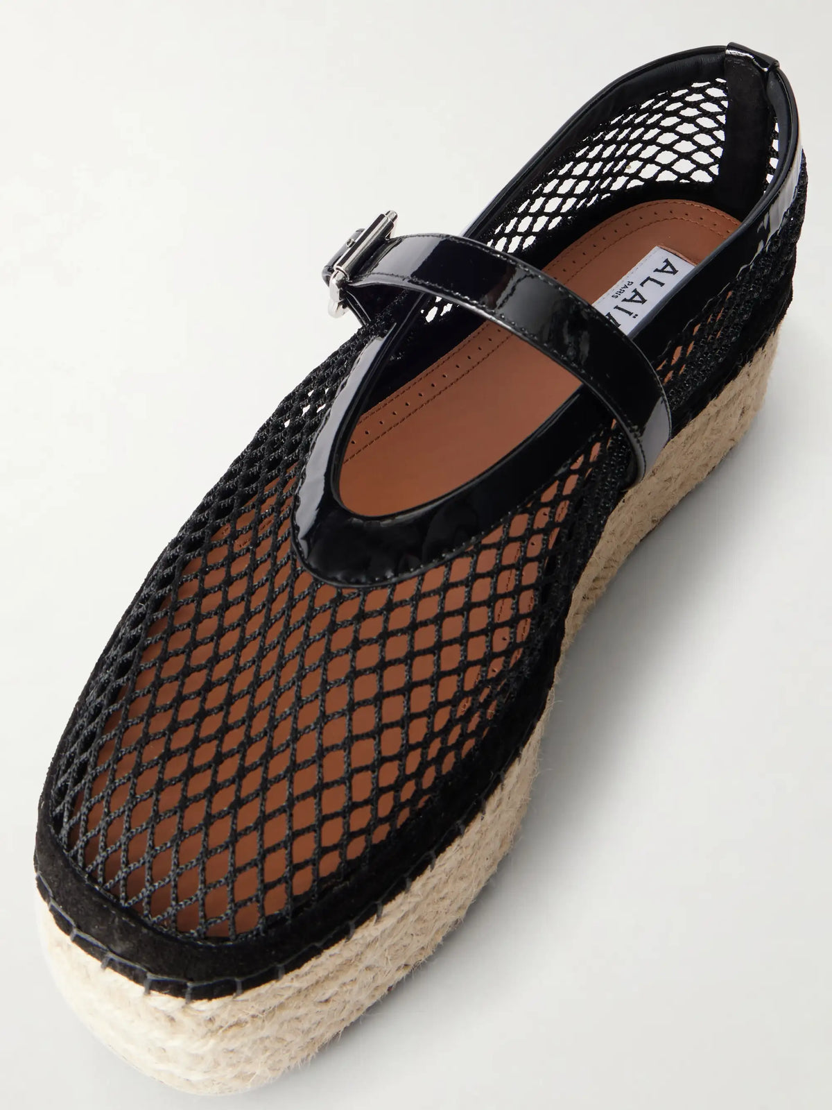 Buckled Mesh Platform Espadrille Sandals