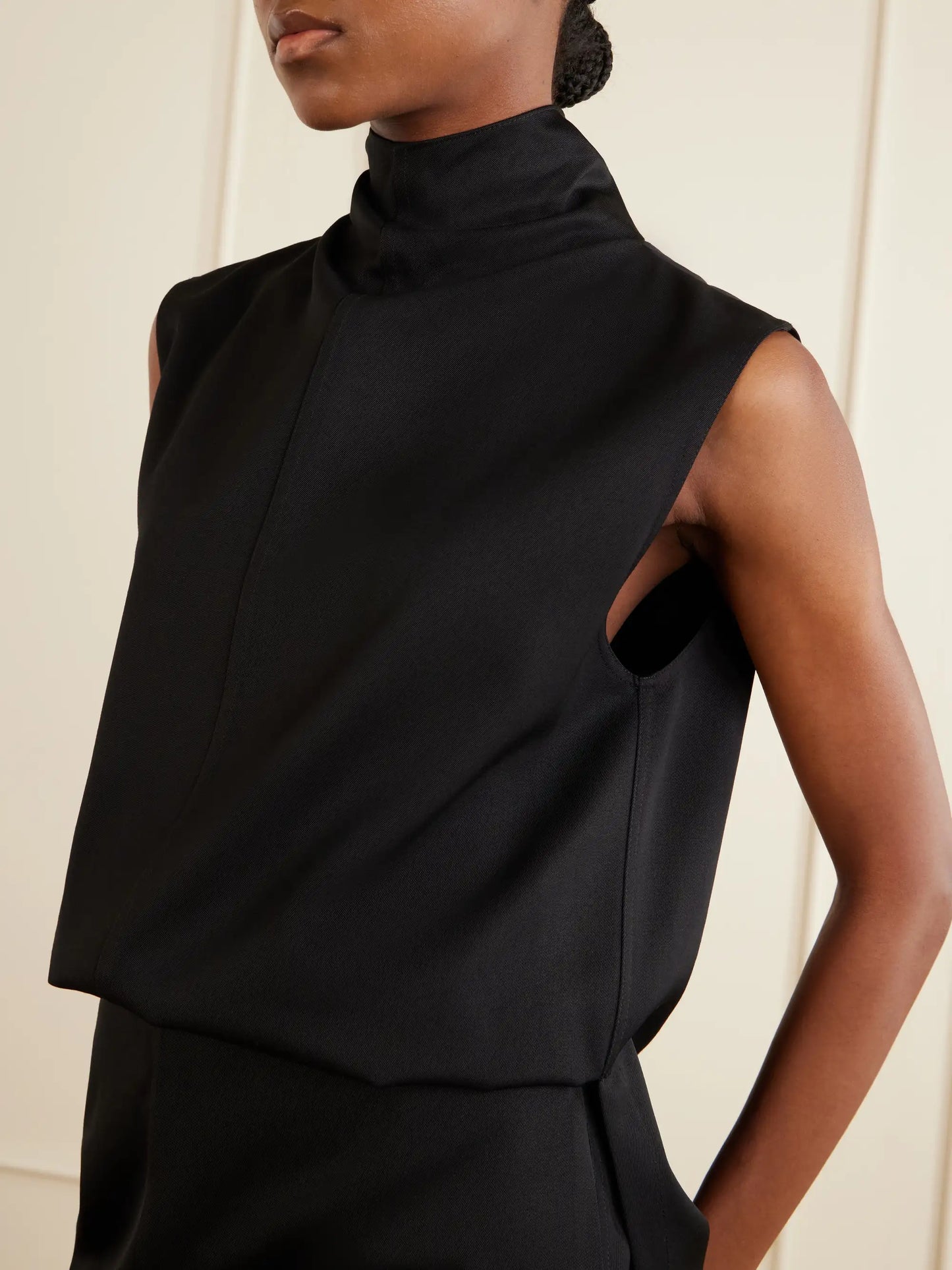 The Noa Gathered Wool-twill Turtleneck Mini Dress