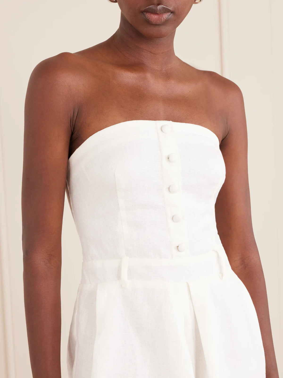 Faithfull Amalie Strapless Pleated Linen Playsuit