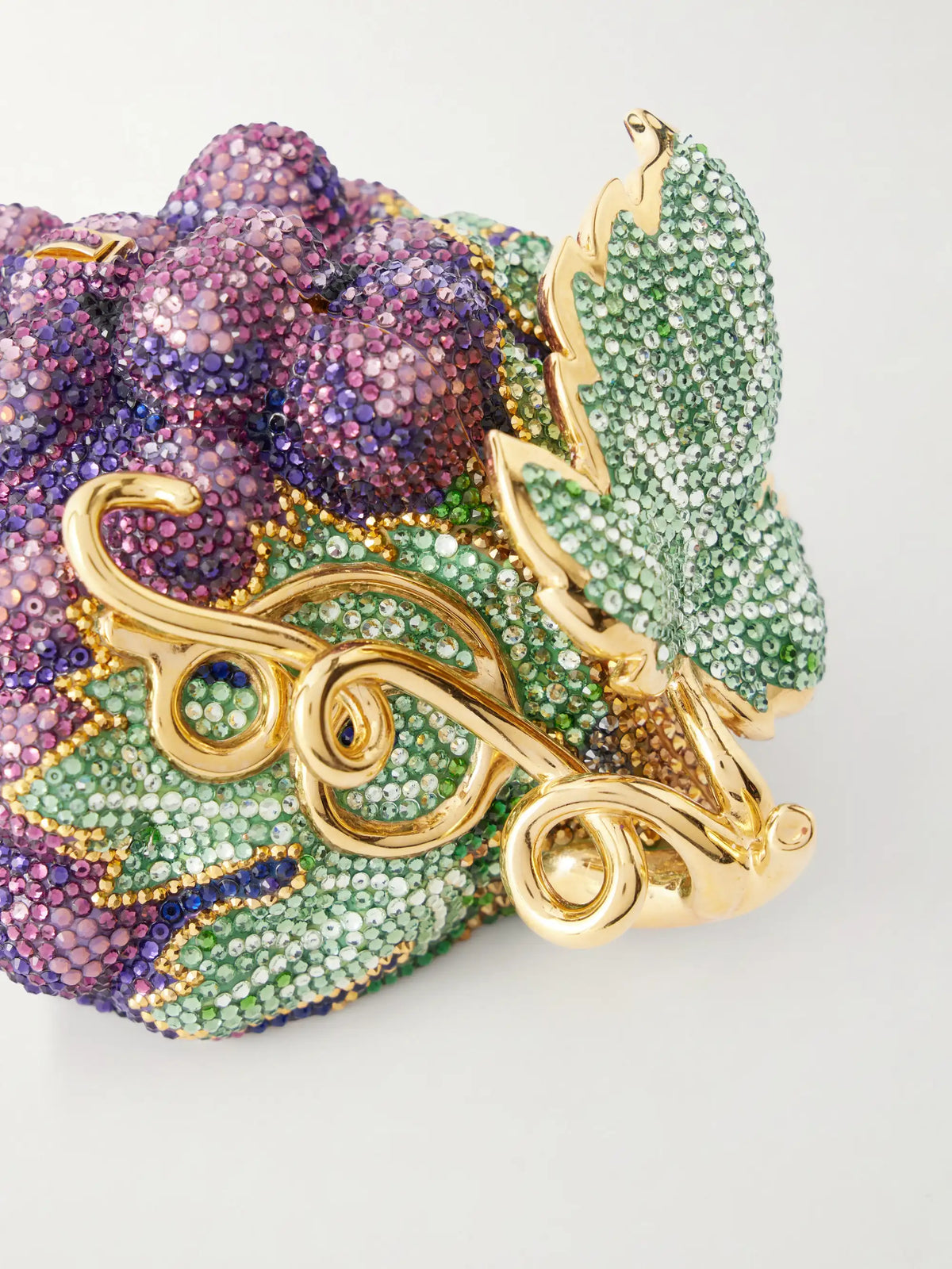 Grapes Crystal-embellished Gold-tone Clutch