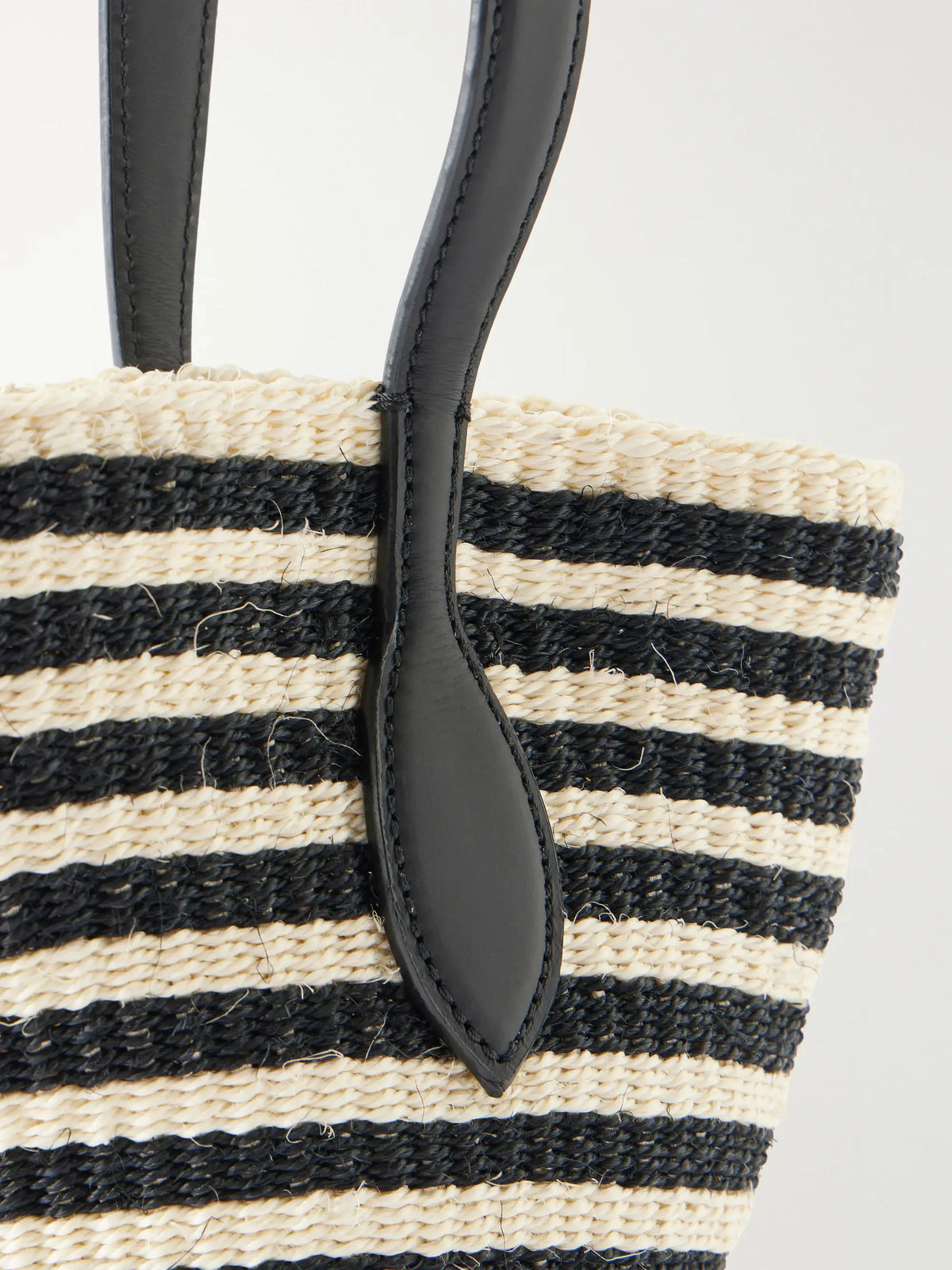 Sprout Leather-trimmed Striped Sisal Shoulder Bag