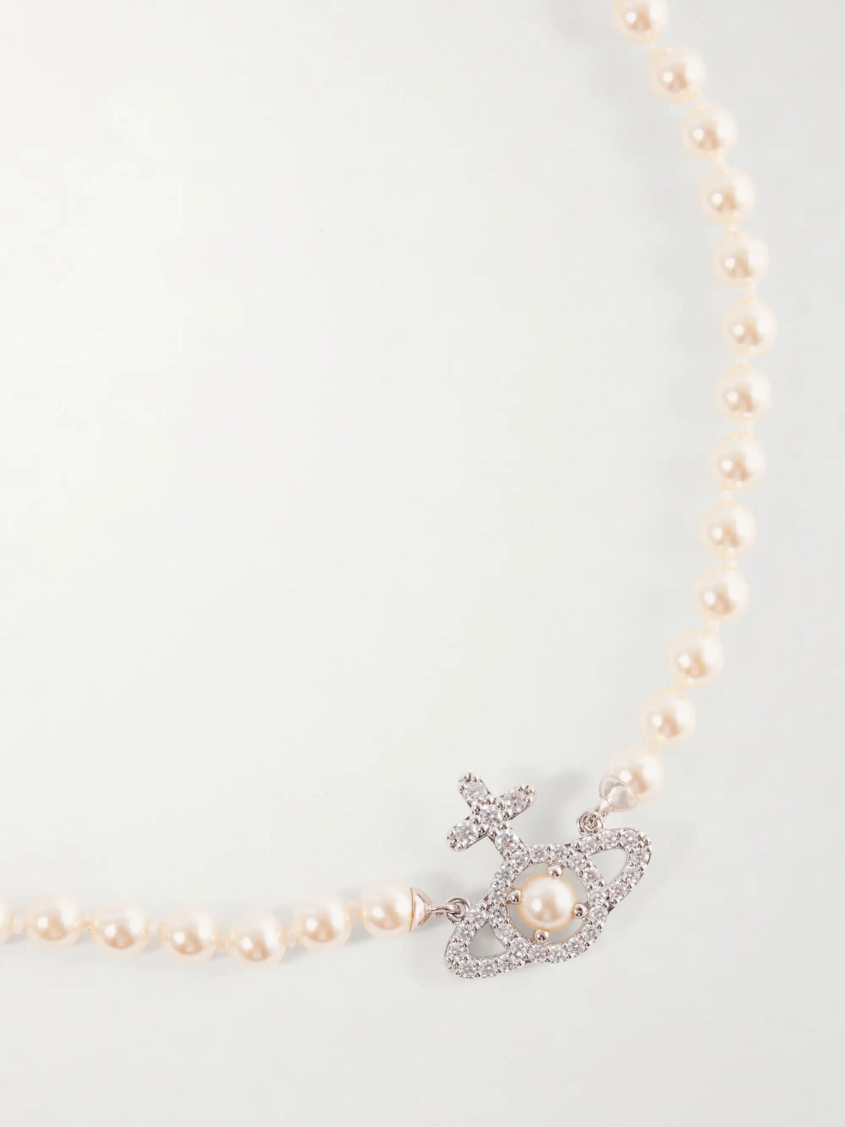 Olympia Platinum, Quartz And Pearl Necklace