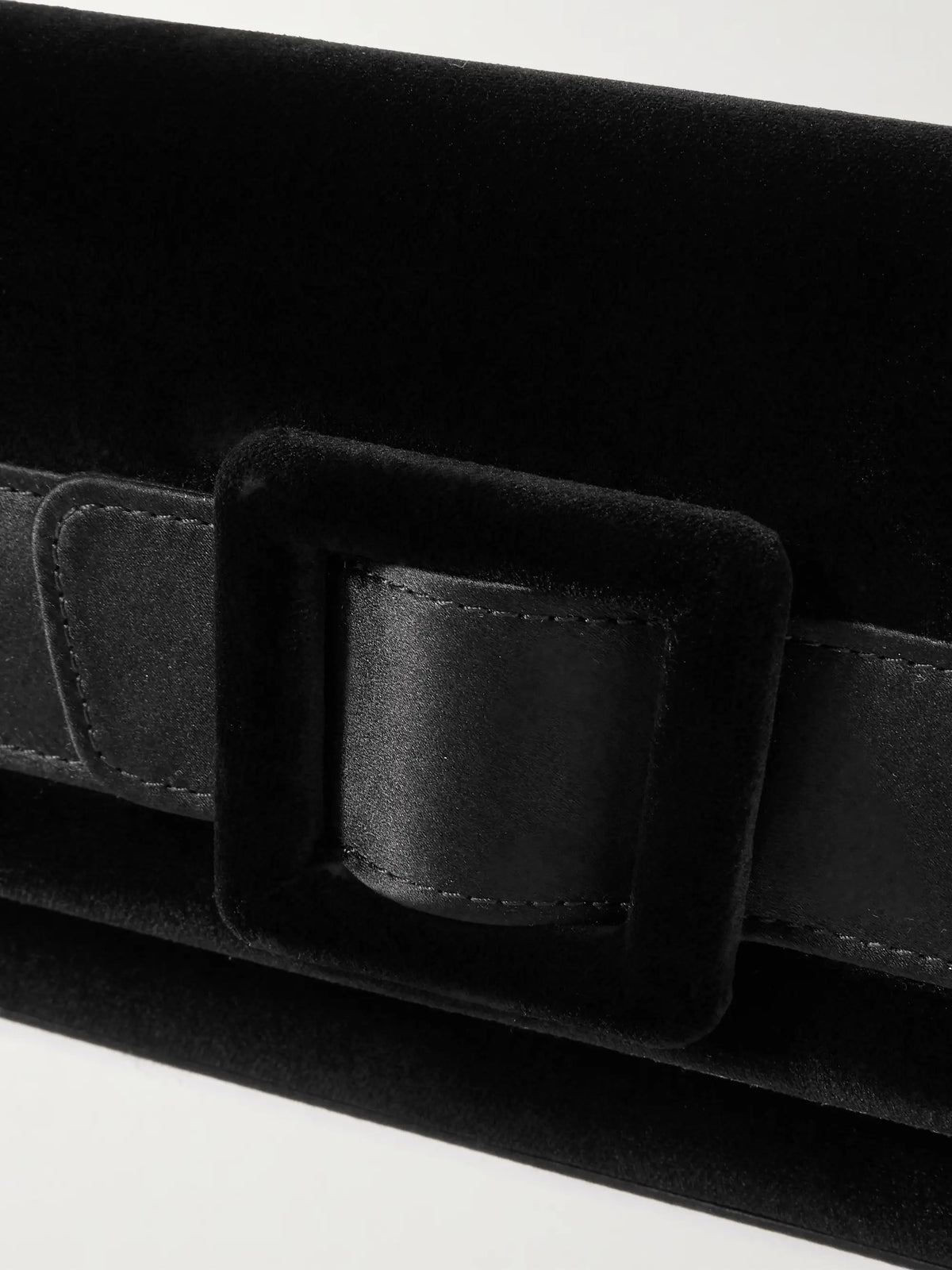 Maygot Buckle-embellished Satin-trimmed Velvet Clutch