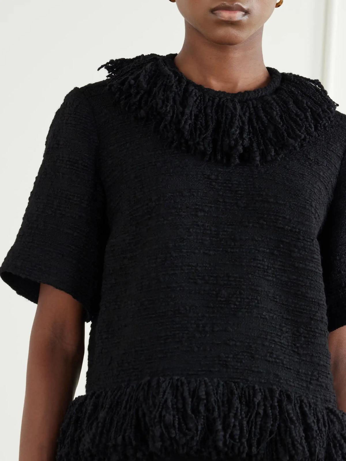 LIBEROWE Fringed Wool-blend Tweed Top