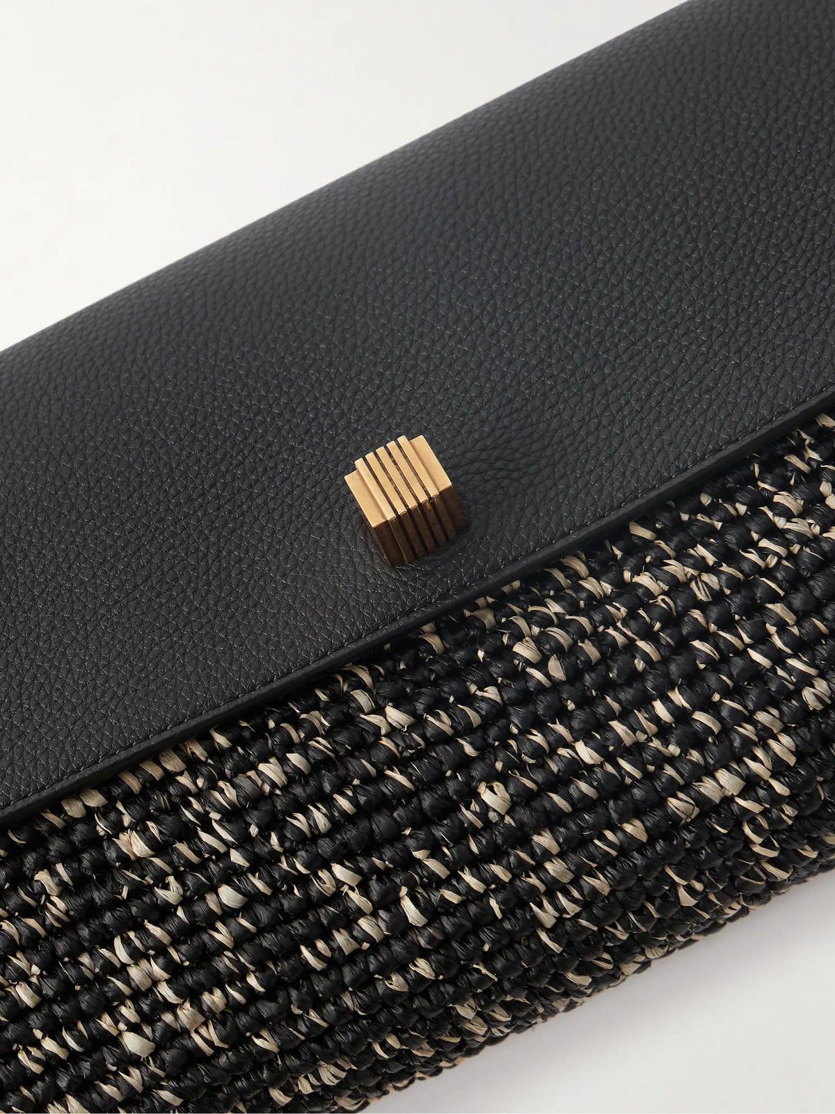 Audrey Textured-leather And Raffia Clutch