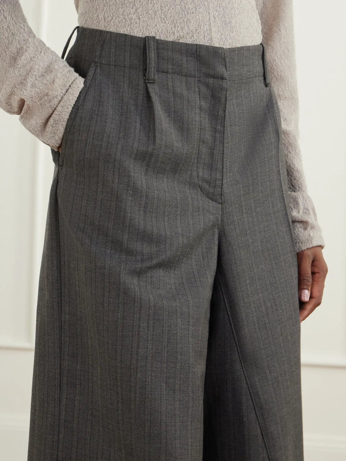 Our Legacy Jumbo Distressed Pleated Striped Cotton And Wool-blend Shorts