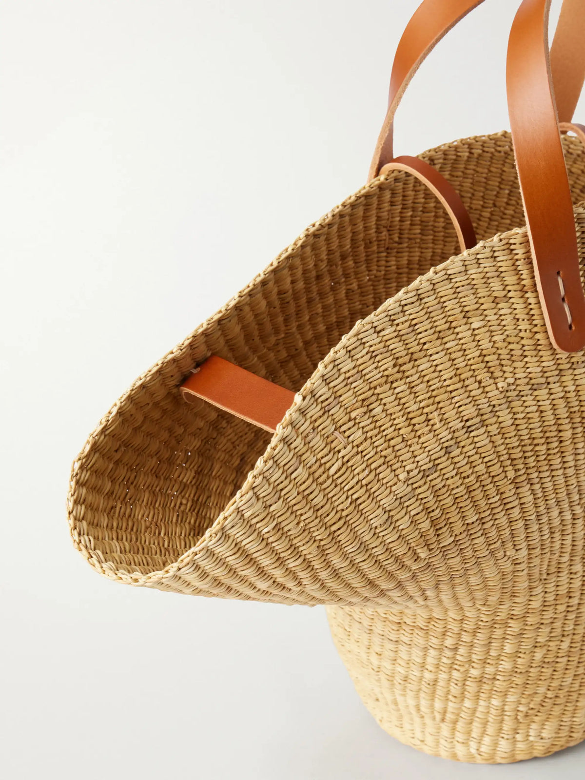 Signora Leather-trimmed Raffia Tote