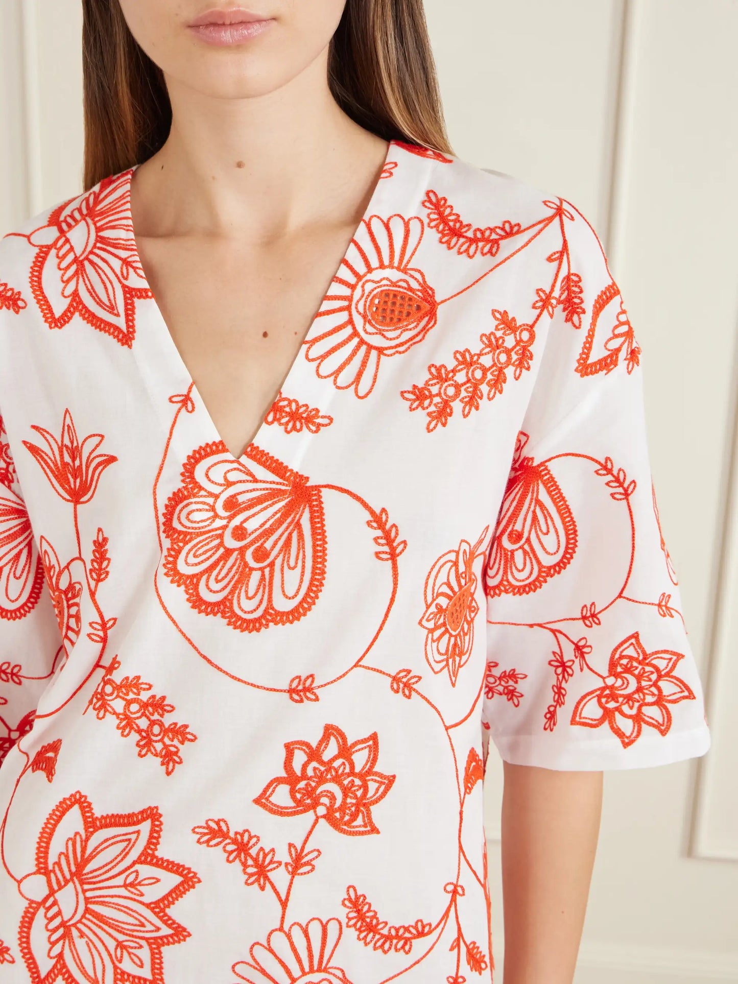 Embroidered Cotton-blend Mini Dress