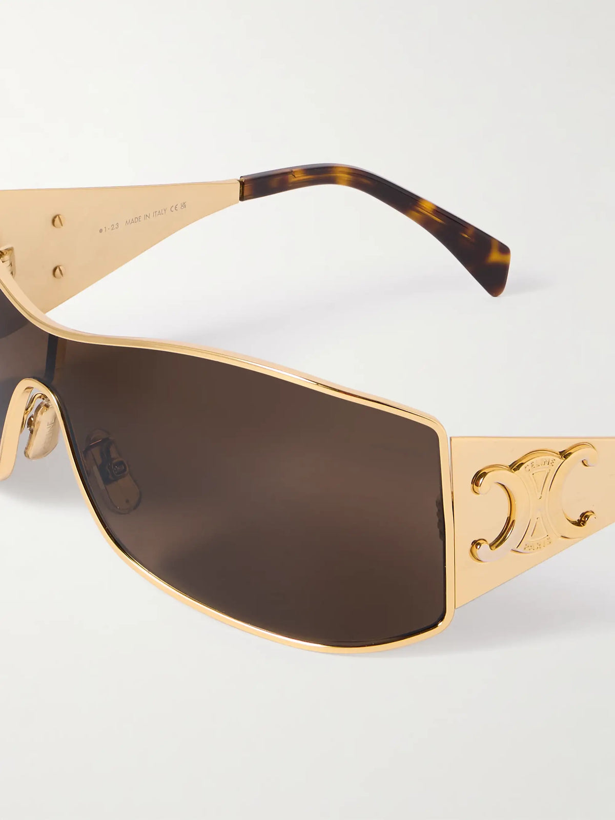 Rectangular-frame Gold-tone Sunglasses