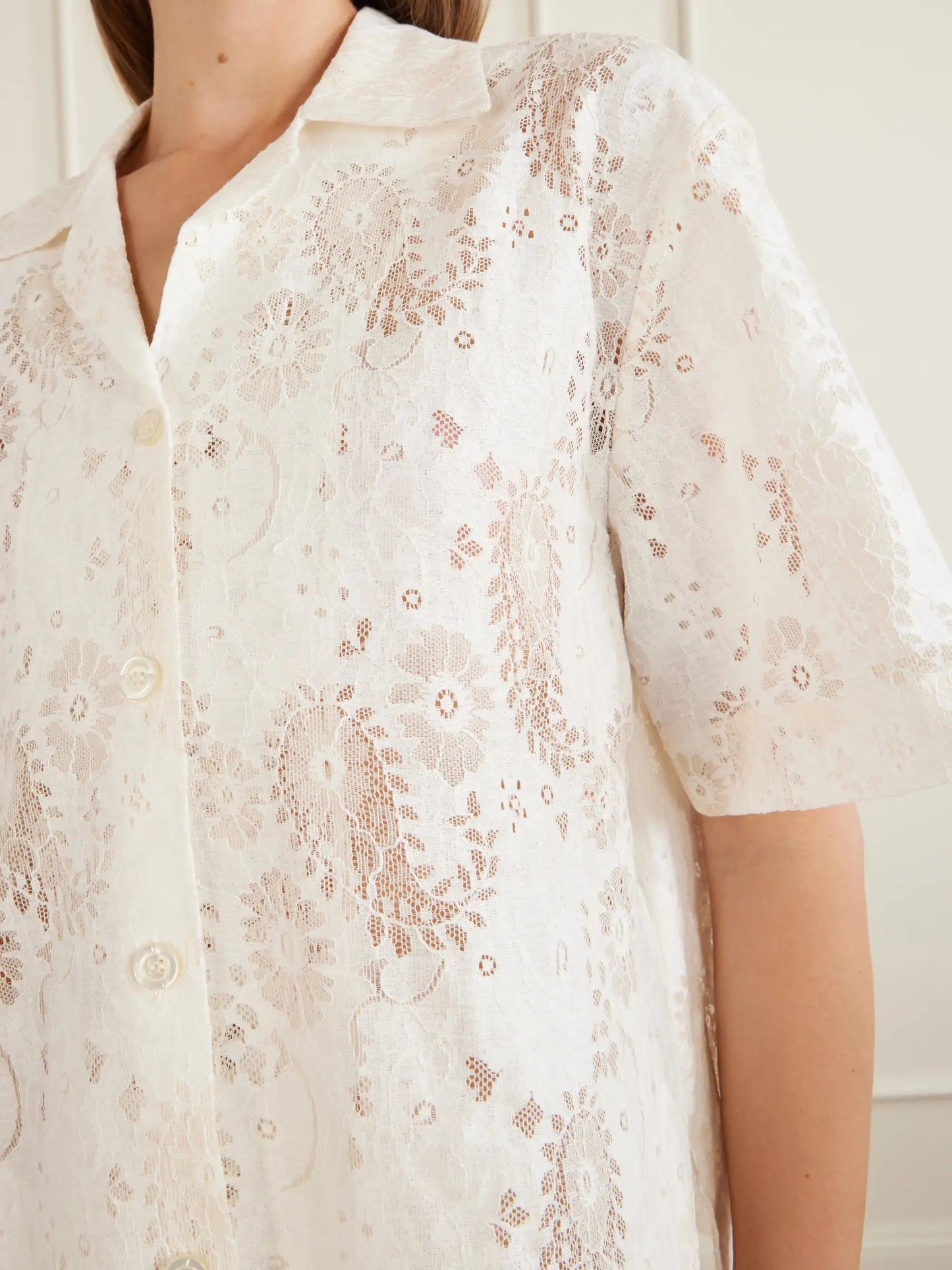Embroidered Linen-blend Lace Shirt