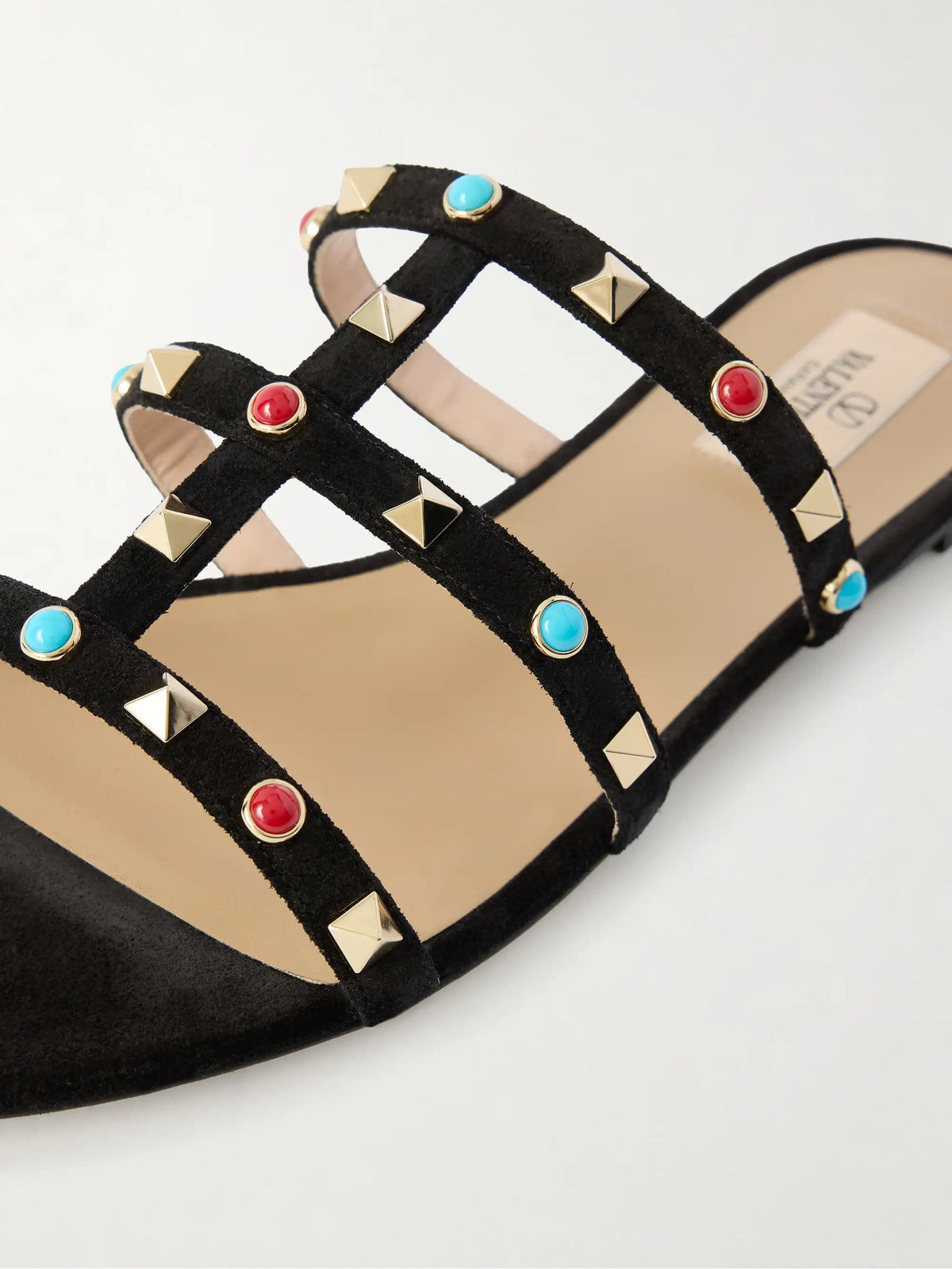 Rockstud Bead-embellished Suede Sandals