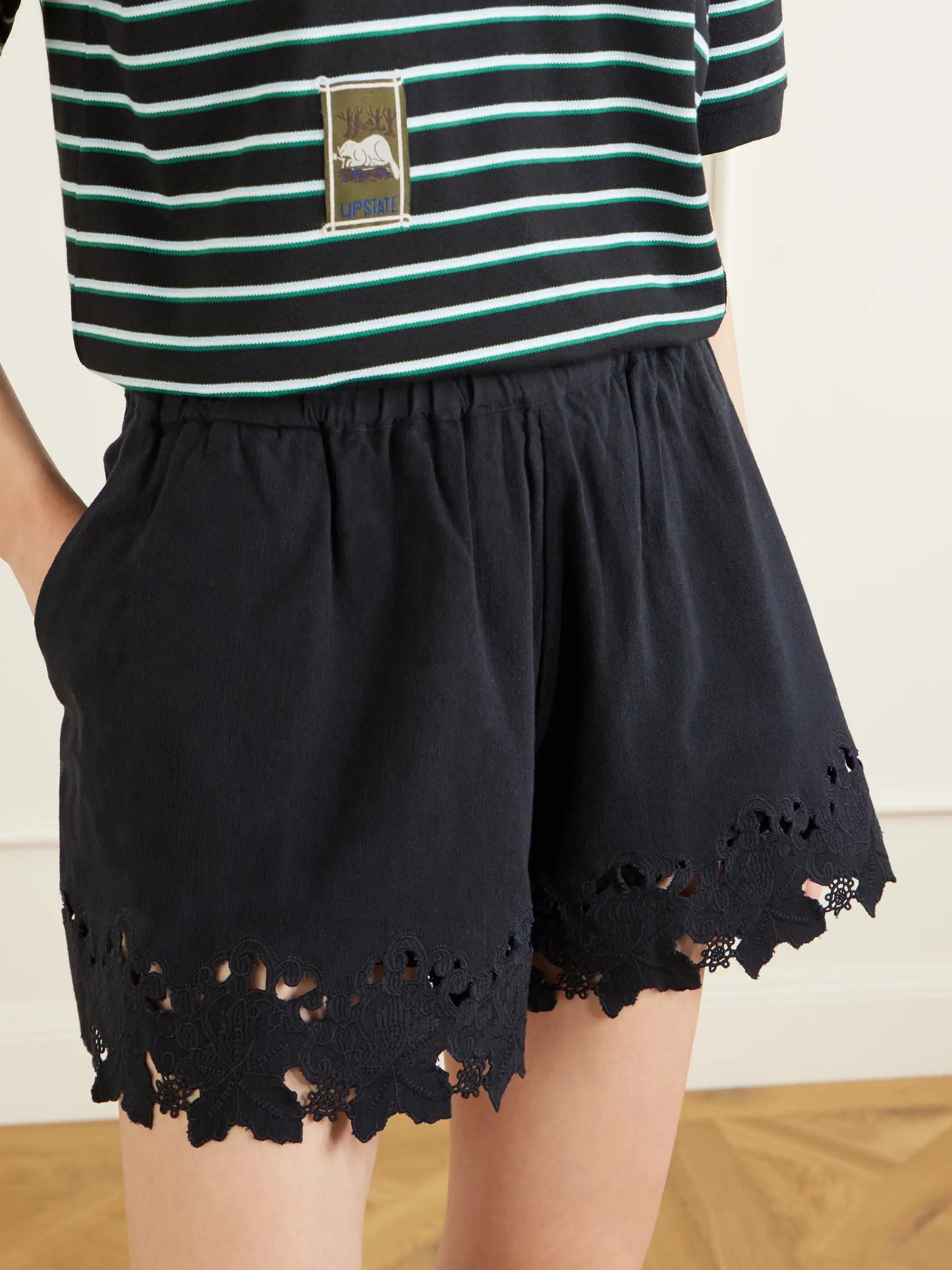 Eleannora Embroidered Cotton And Linen-blend Shorts