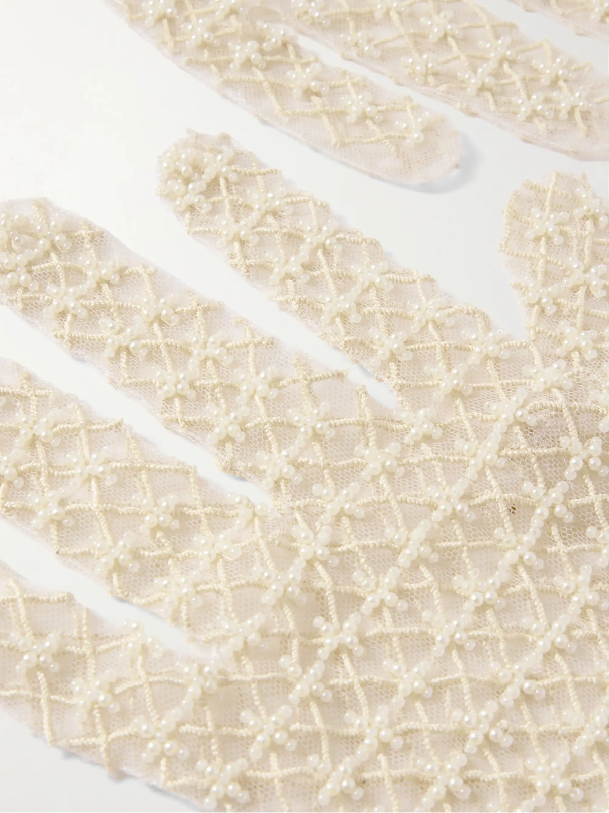 Pearl-like Embellished Embroidered Tulle Gloves