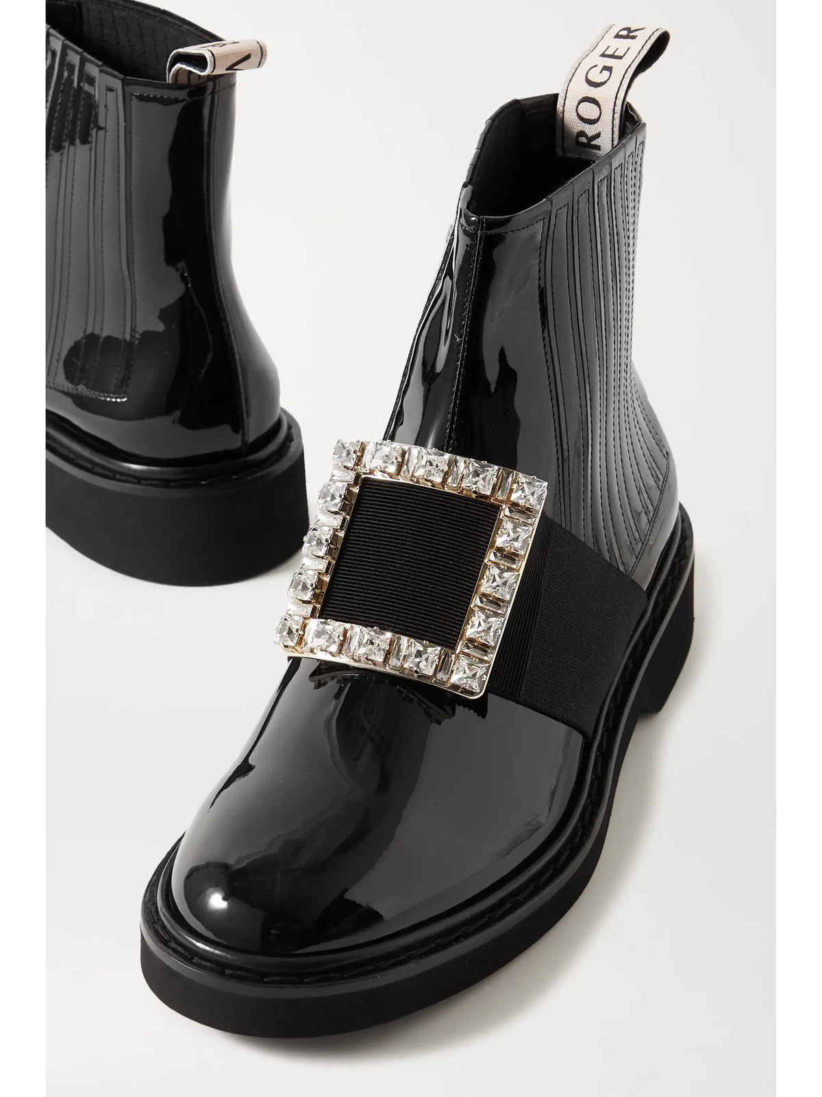 Viv Ranger Crystal-embellished Patent-leather Chelsea Boots