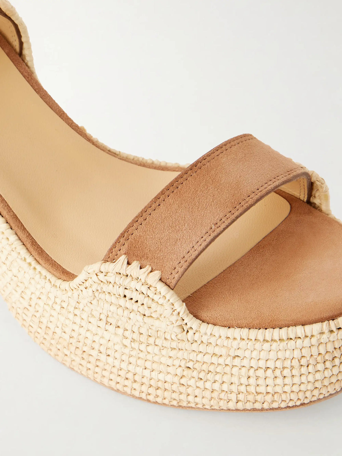 Sardis 100 Raffia-trimmed Suede Sandals