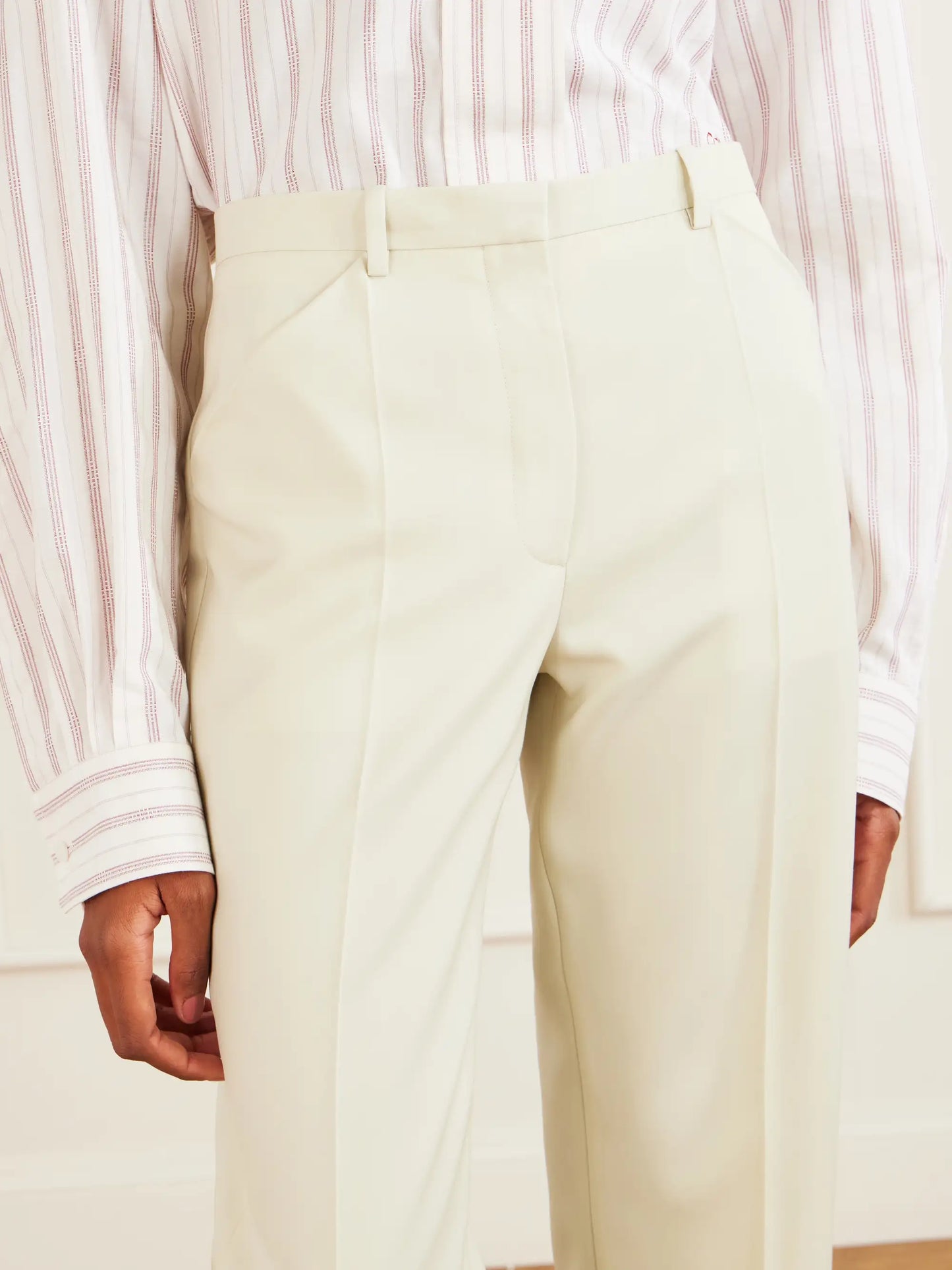 Ramie-blend Twill Straight-leg Pants