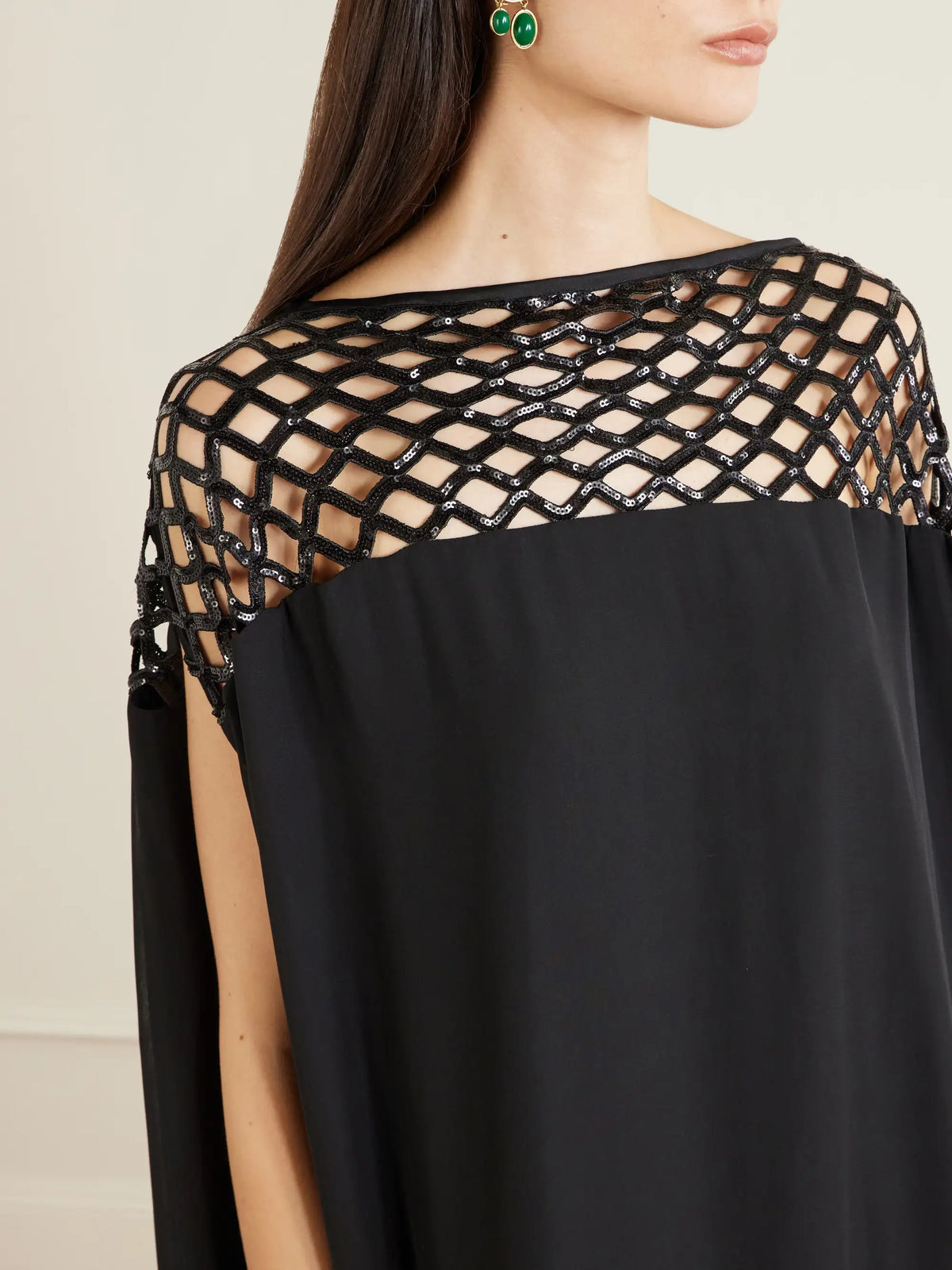Sequin-embellished Crepe Gown