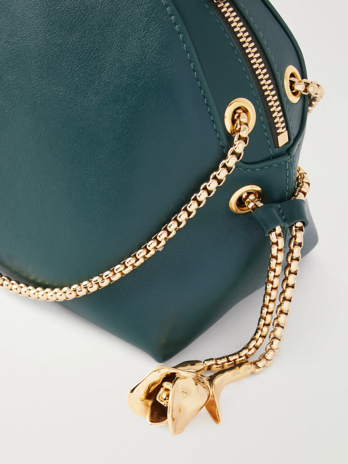 Floral Embellished Leather Shoulder Bag