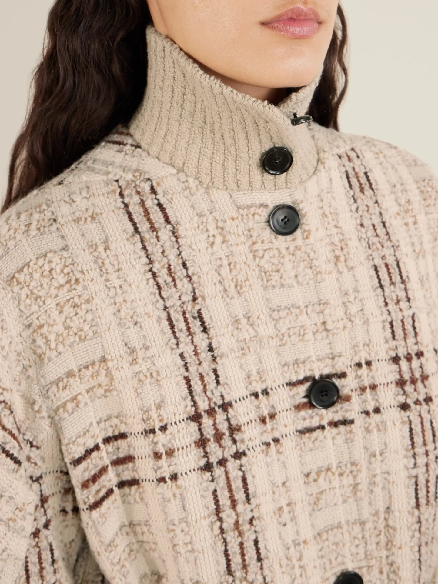 Checked Wool-blend Tweed Coat