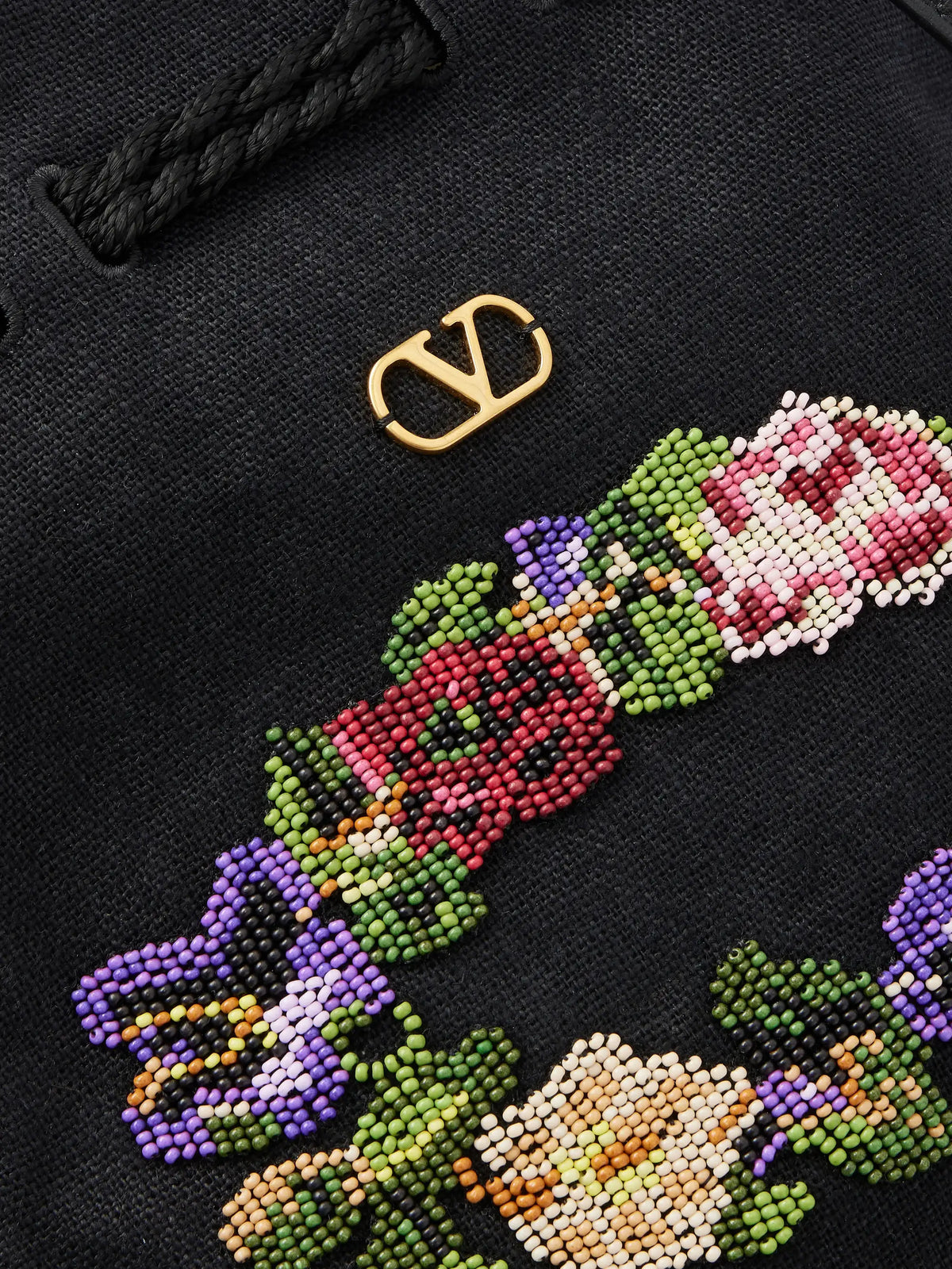 Nellcote Alice Sequin-embellished Brass Logo Drawstring Bag