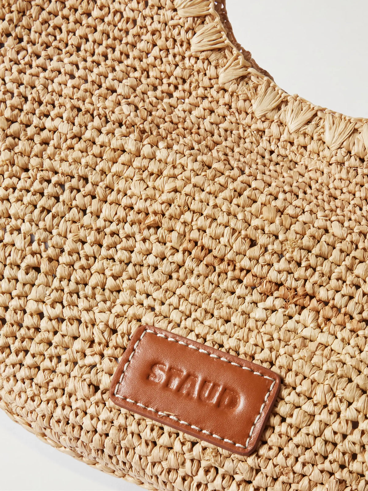 Moon Leather-trimmed Raffia Tote